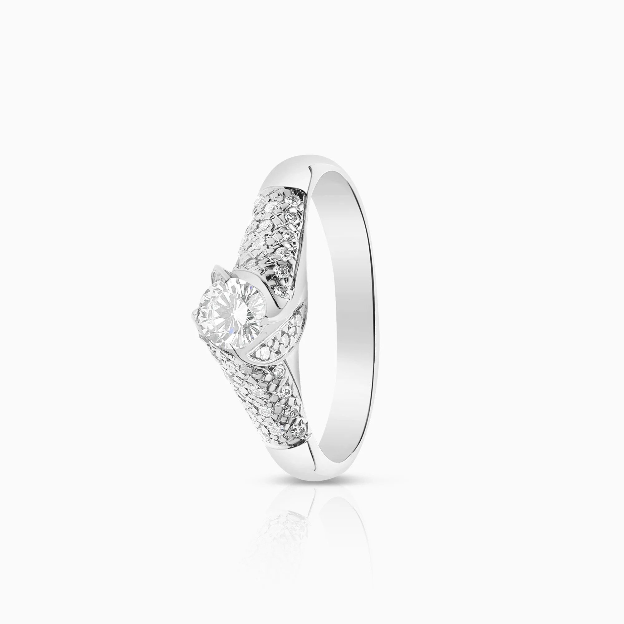 Side stone ring 0.64ct 18K white gold