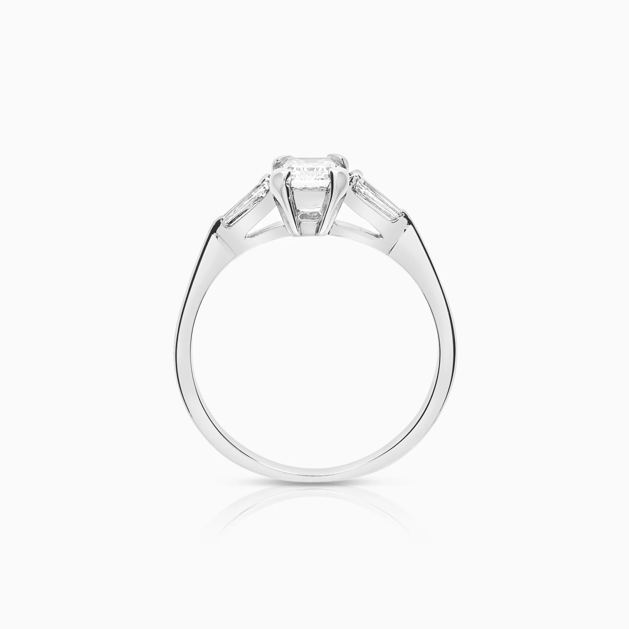 Side stone ring 0.90ct 18K white gold - Image 2