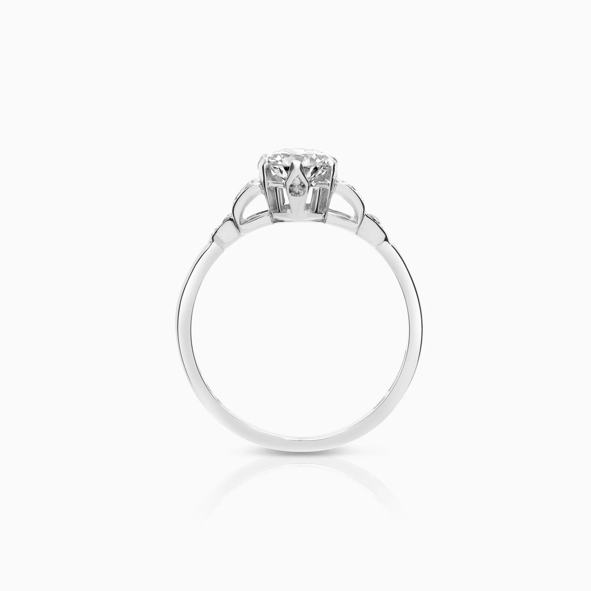 Side stone ring 0.92ct 18K white gold - Image 2