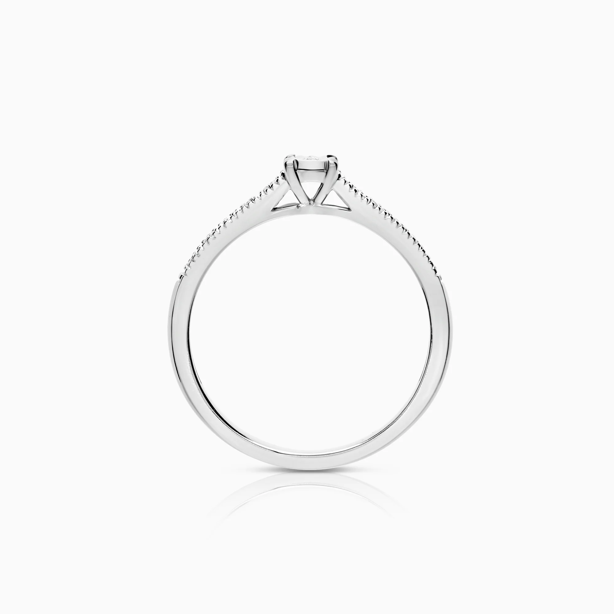 Side stone ring 0.12ct 18K white gold - Image 2
