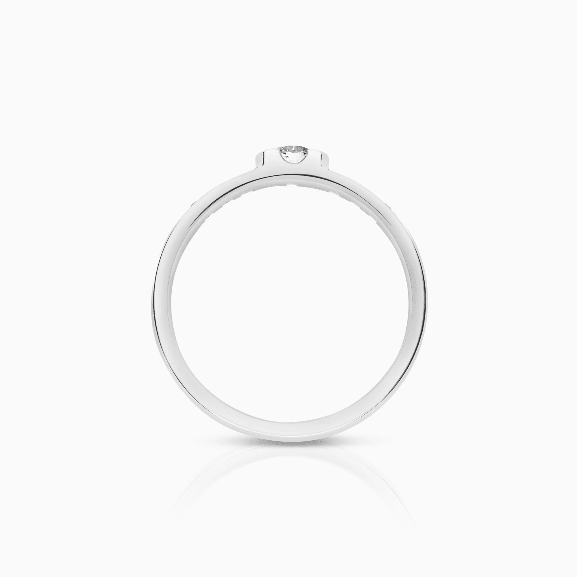 Side stone ring 0.28ct 18K white gold - Image 2