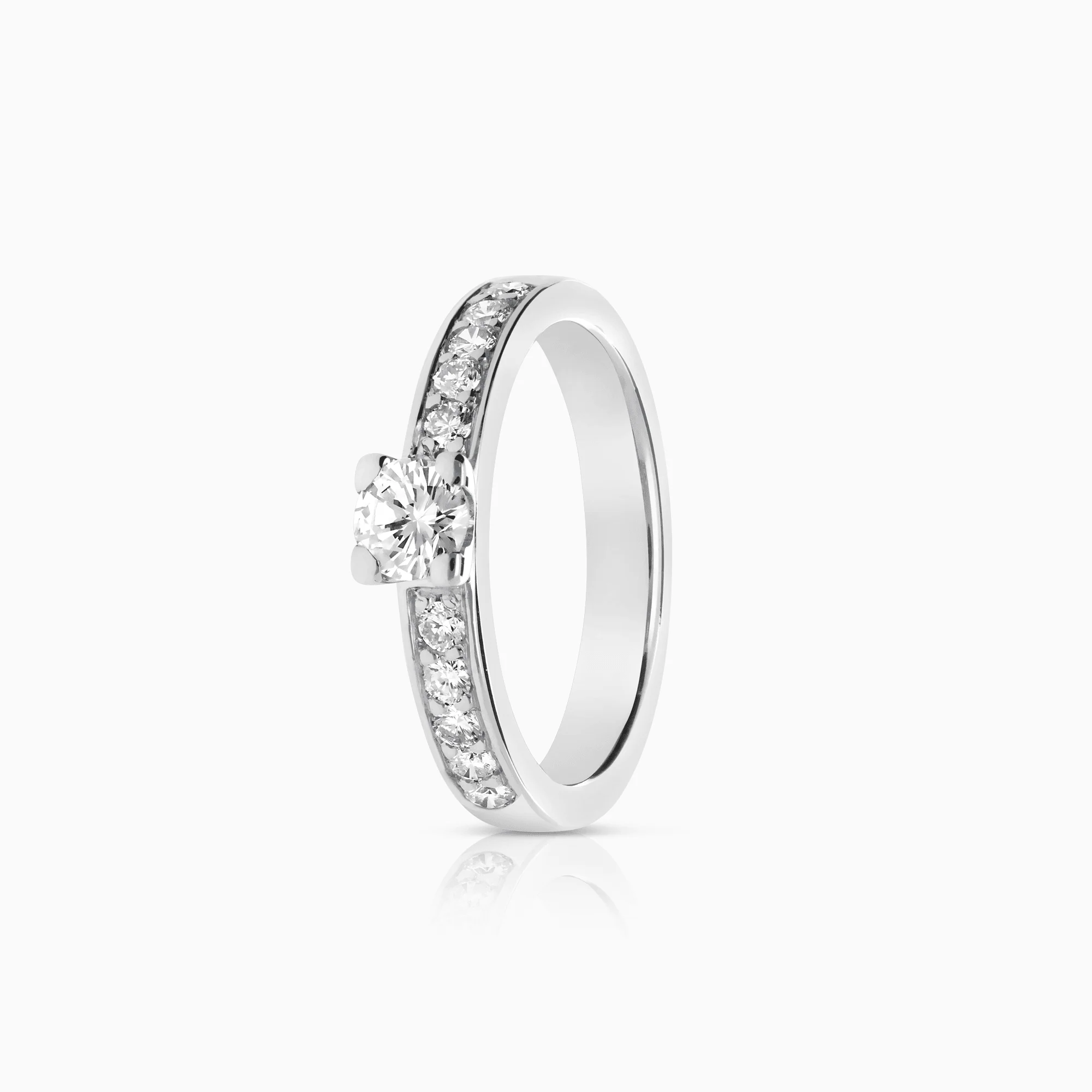 Side Stone Ring 0.45ct 18K White Gold
