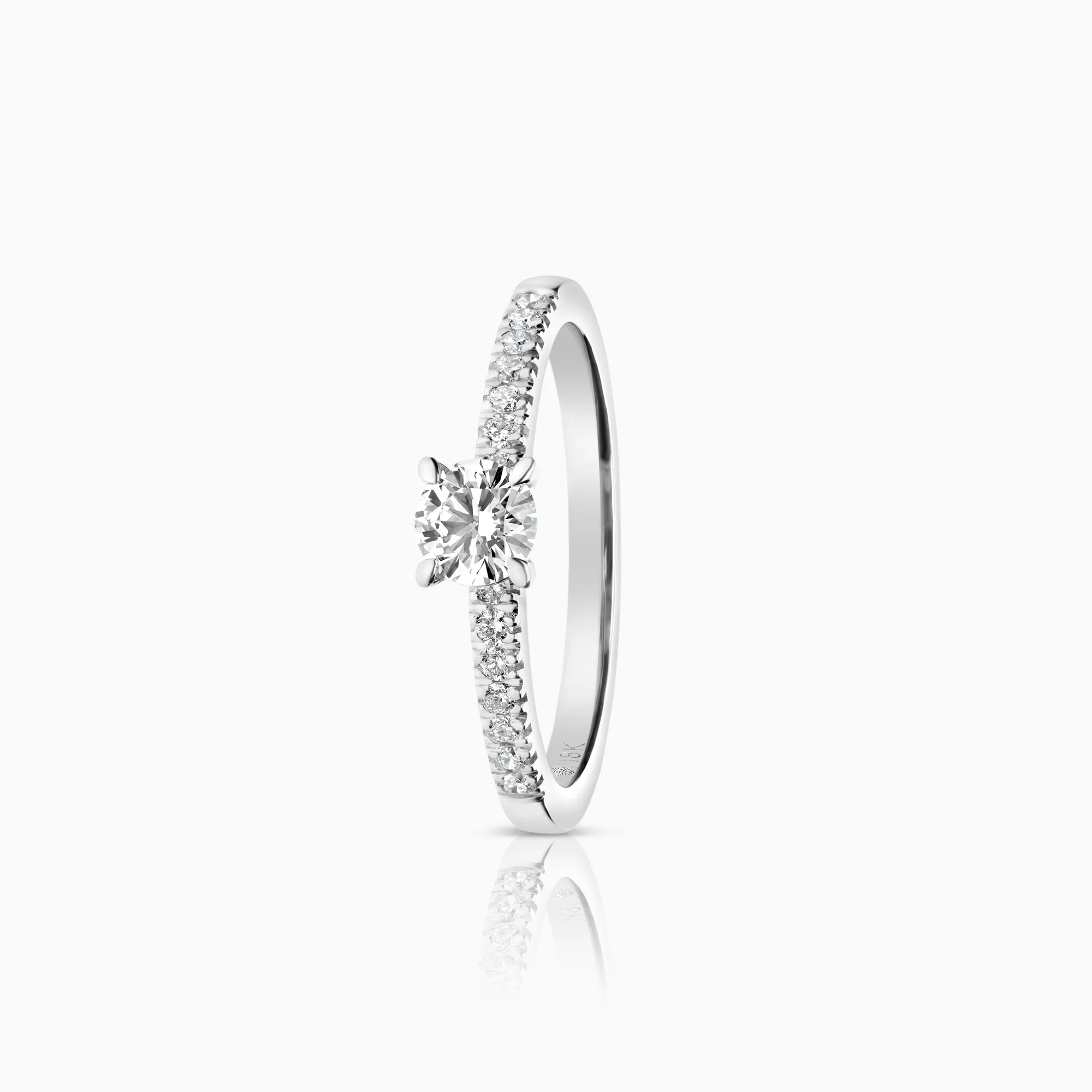 Side Stone Ring 0.49ct 18K White Gold