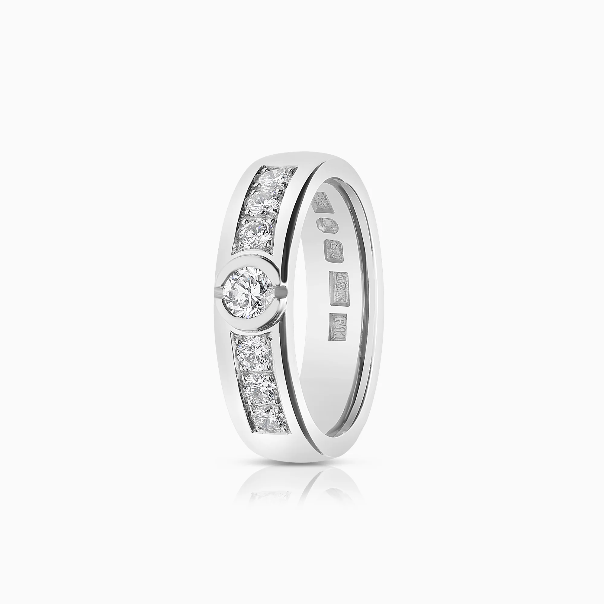 Side-stone ring 0.50ct 18K white gold