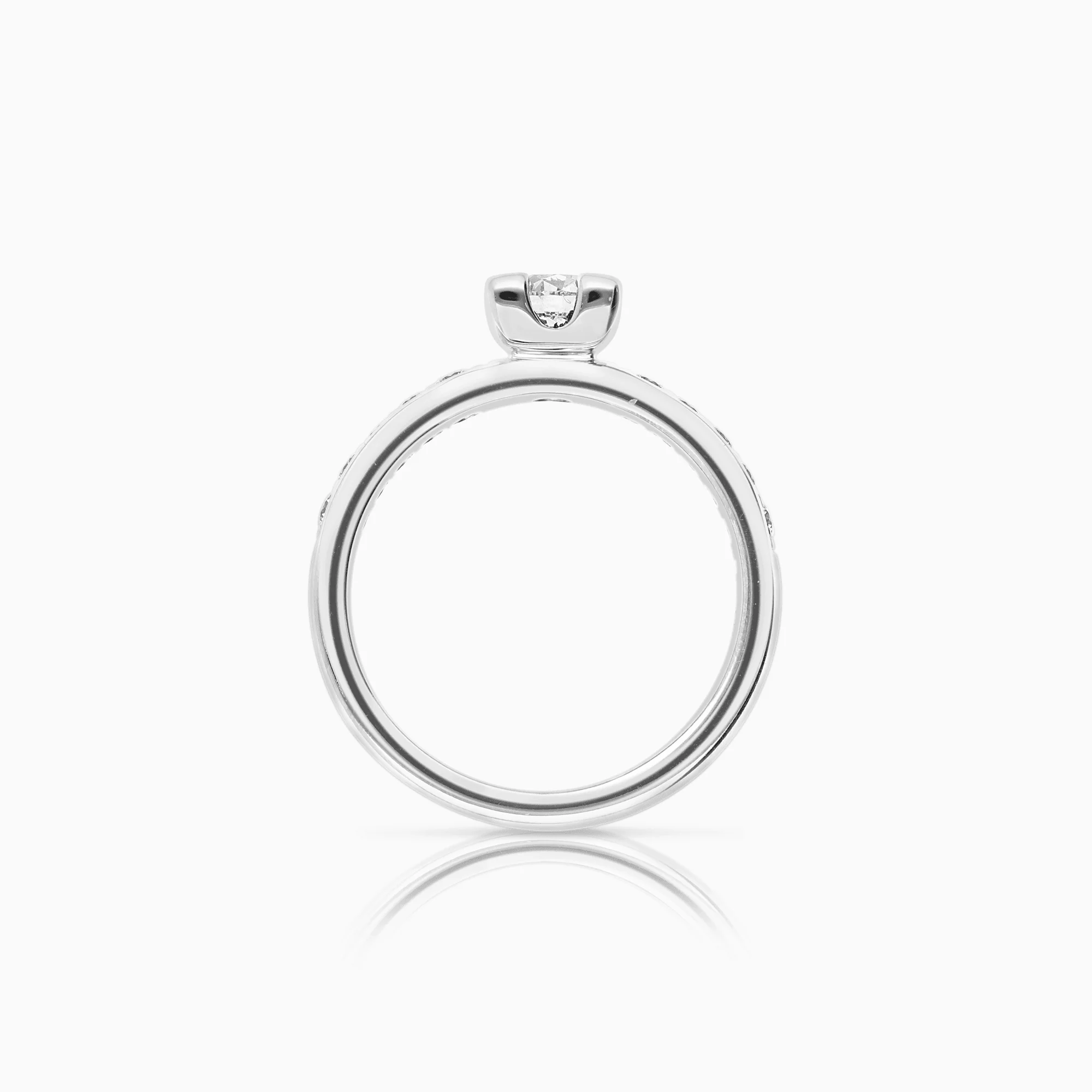 Side stone ring 0.55ct 18K white gold - Image 2