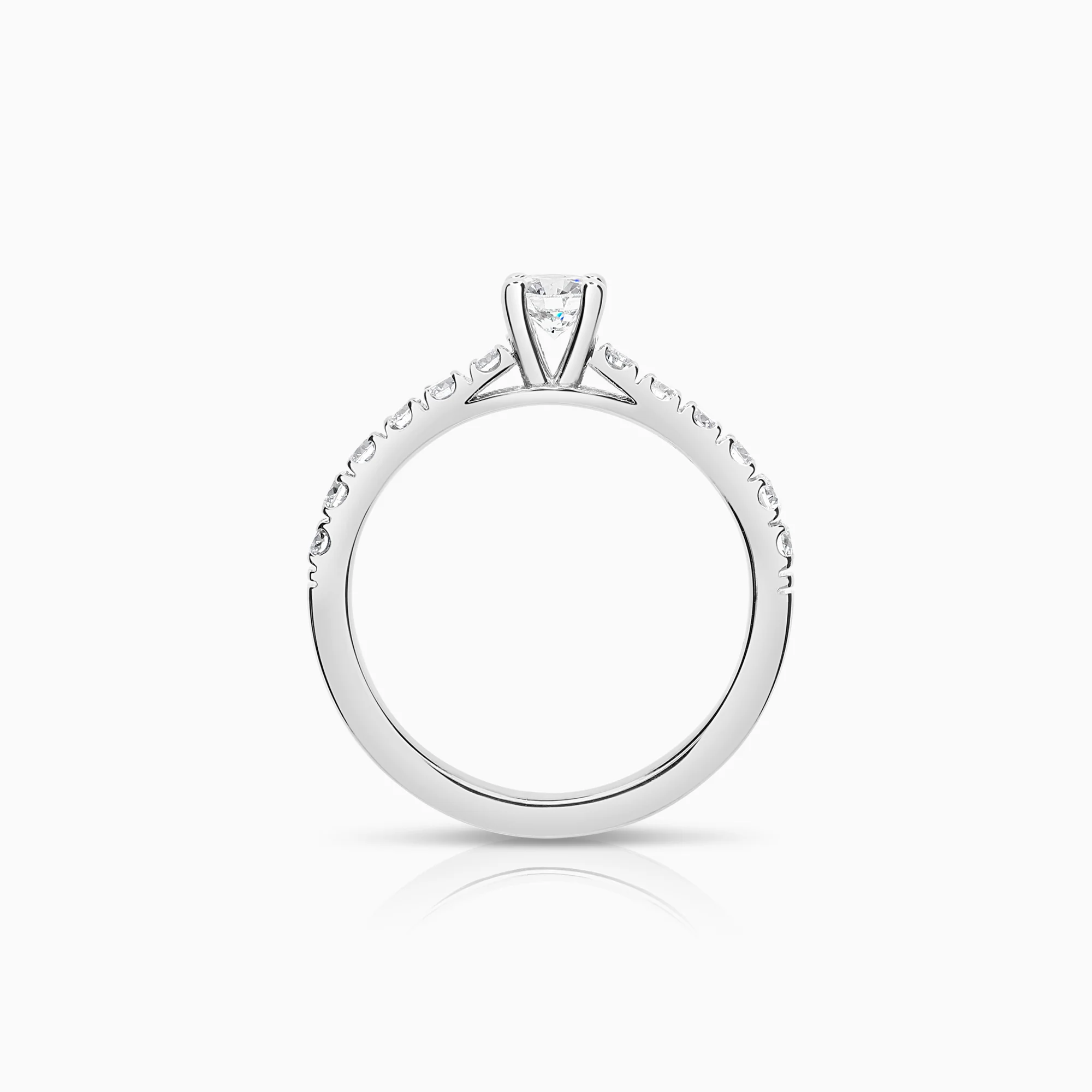 Side stone ring 0.64ct 18K white gold - Image 2