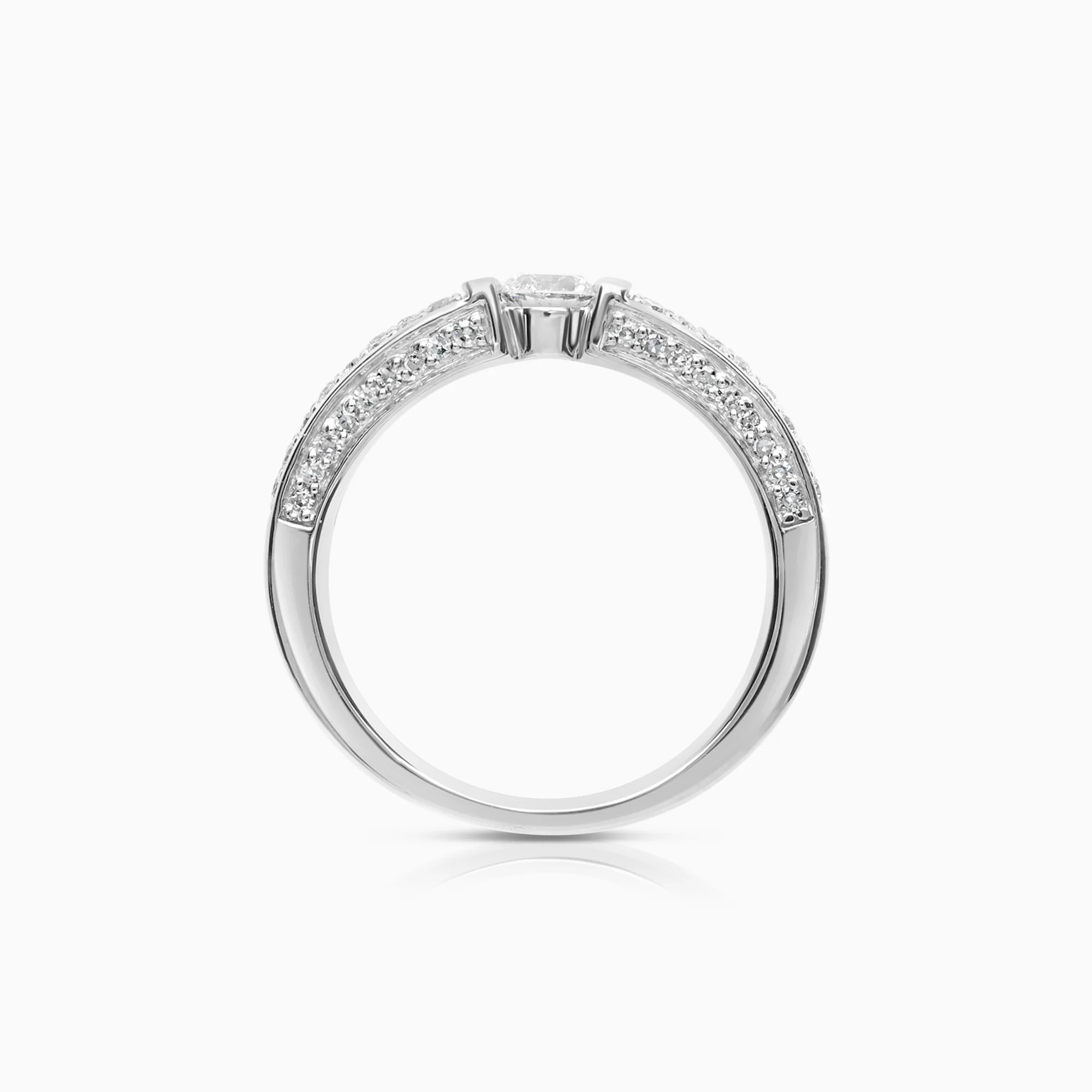 Side stone ring 0.72ct 18K white gold - Image 2