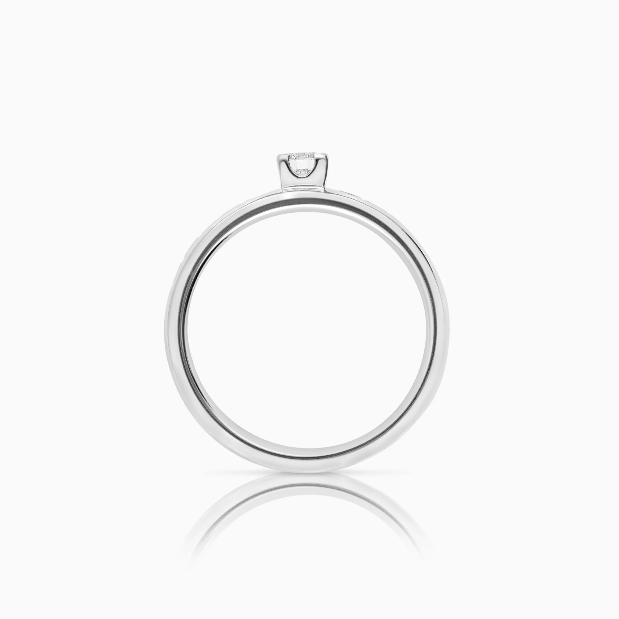 Side stone ring 0.72ct 18K white gold - Image 2