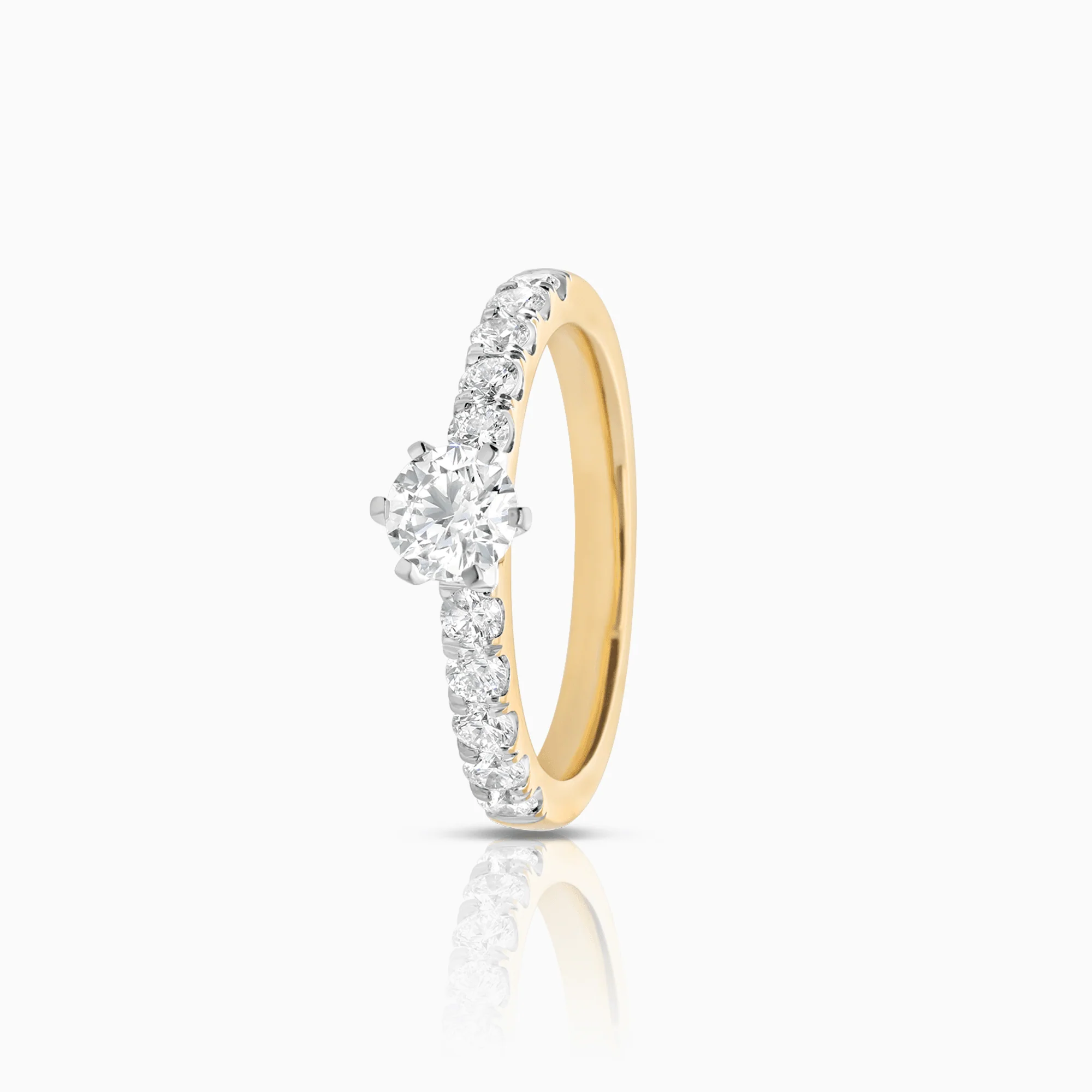 Side stone ring 0.80ct 18K gold