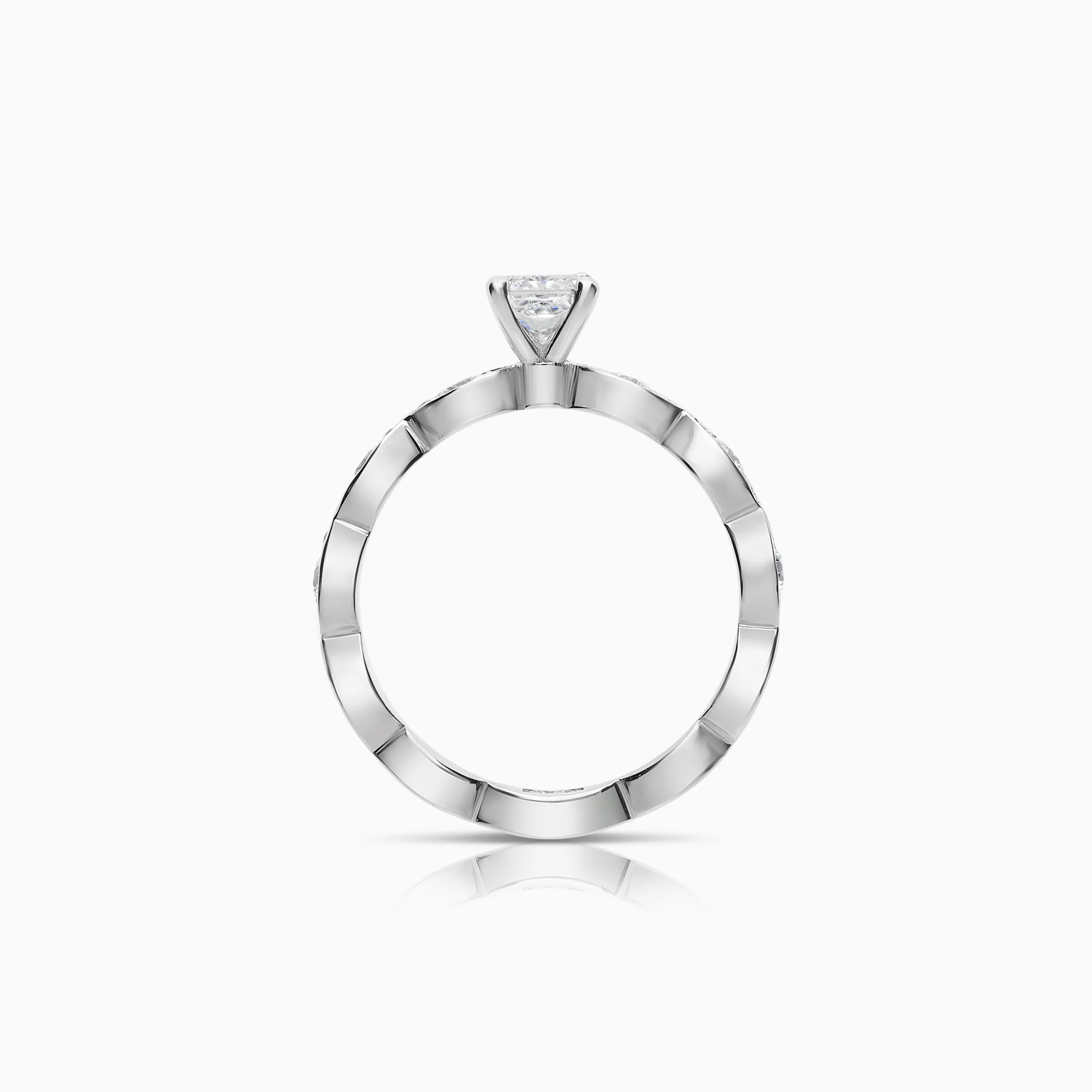 Side stone ring 0.74ct 18K white gold - Image 2