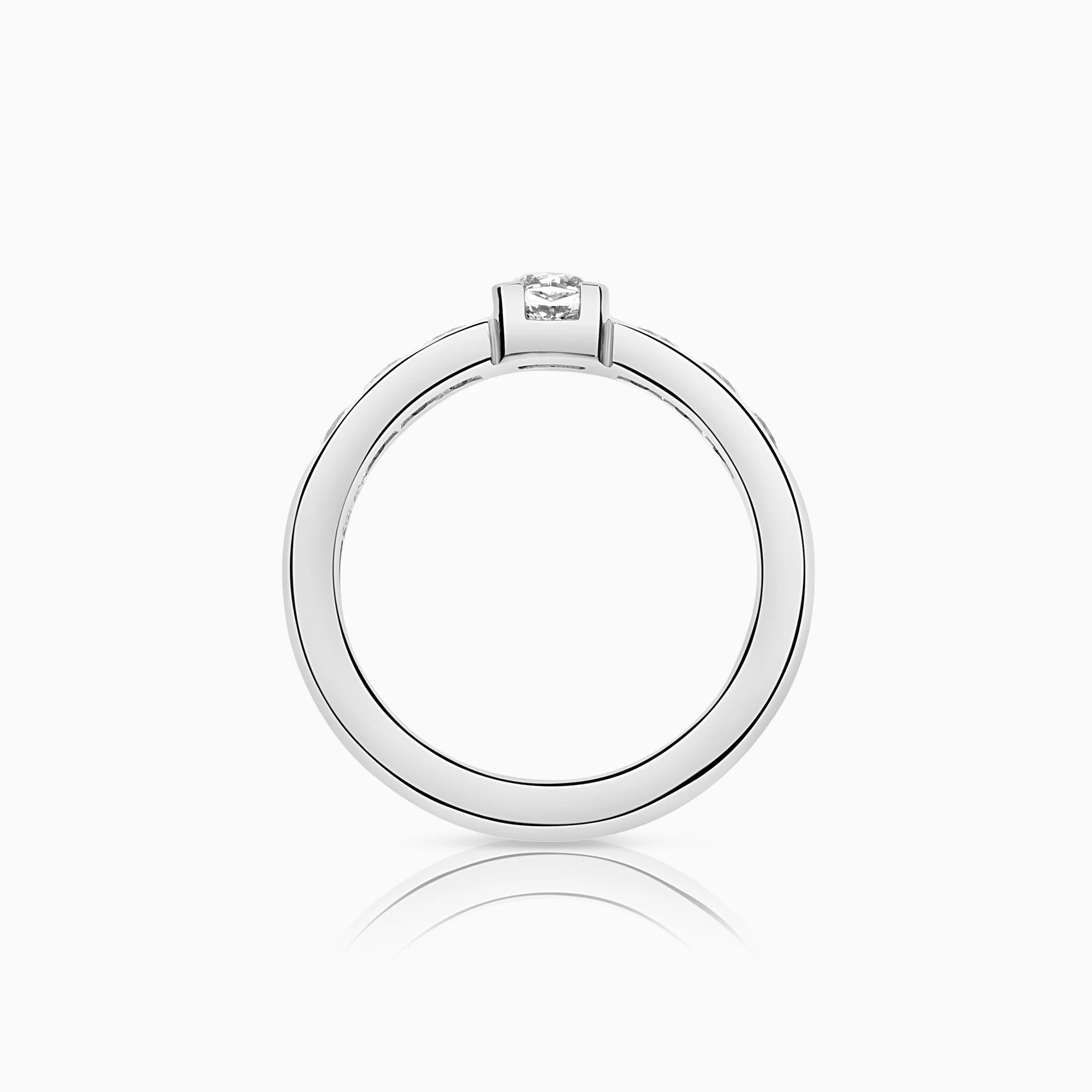 Side stone ring 0.92ct 18K white gold - Image 2