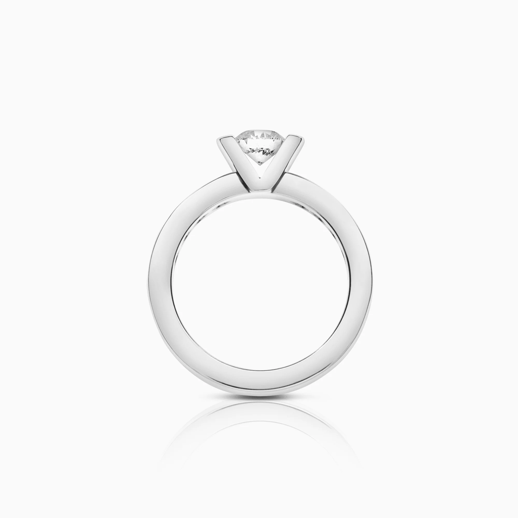 Side stone ring 0.92ct 18K white gold - Image 2