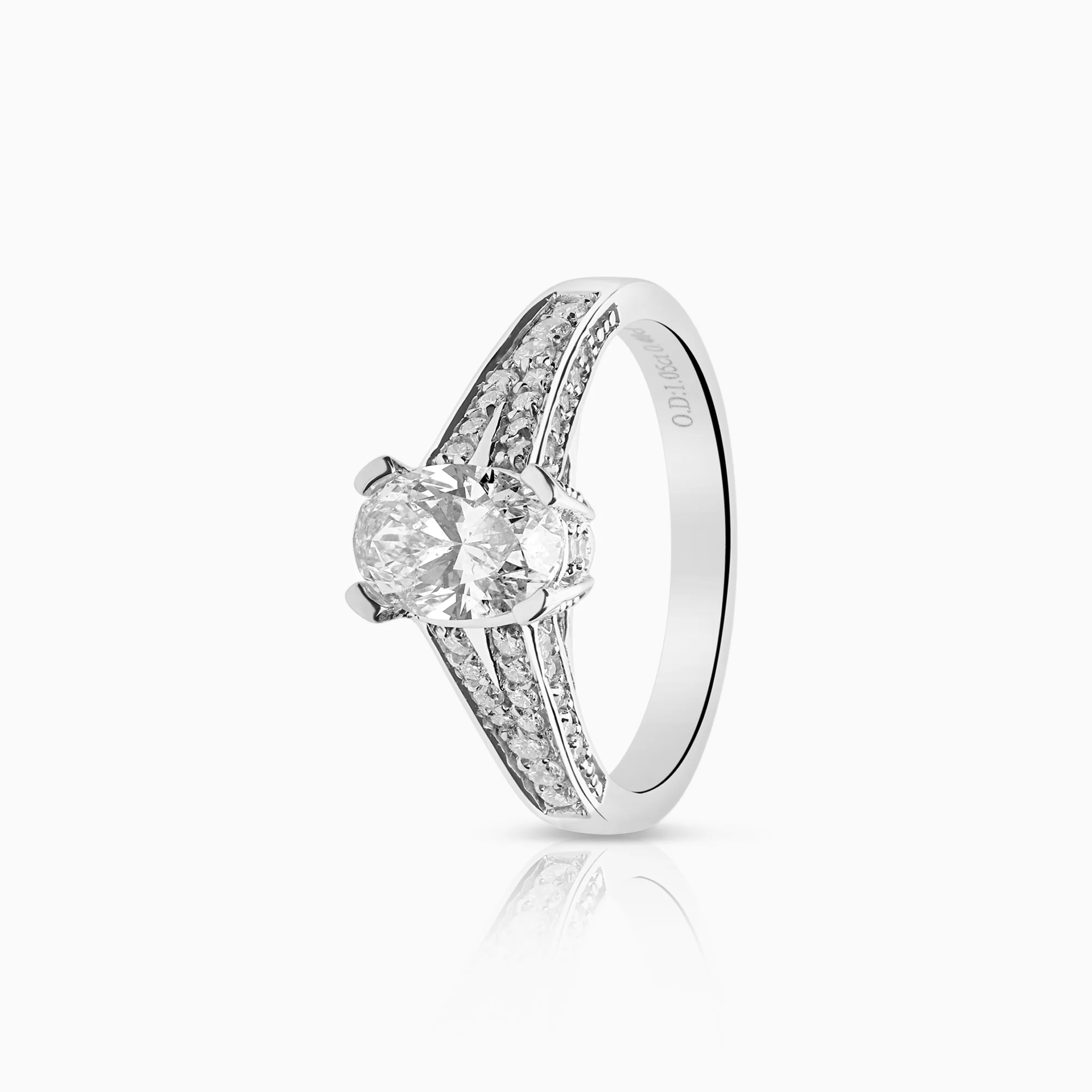 Side stone ring 1.30ct 14K white gold