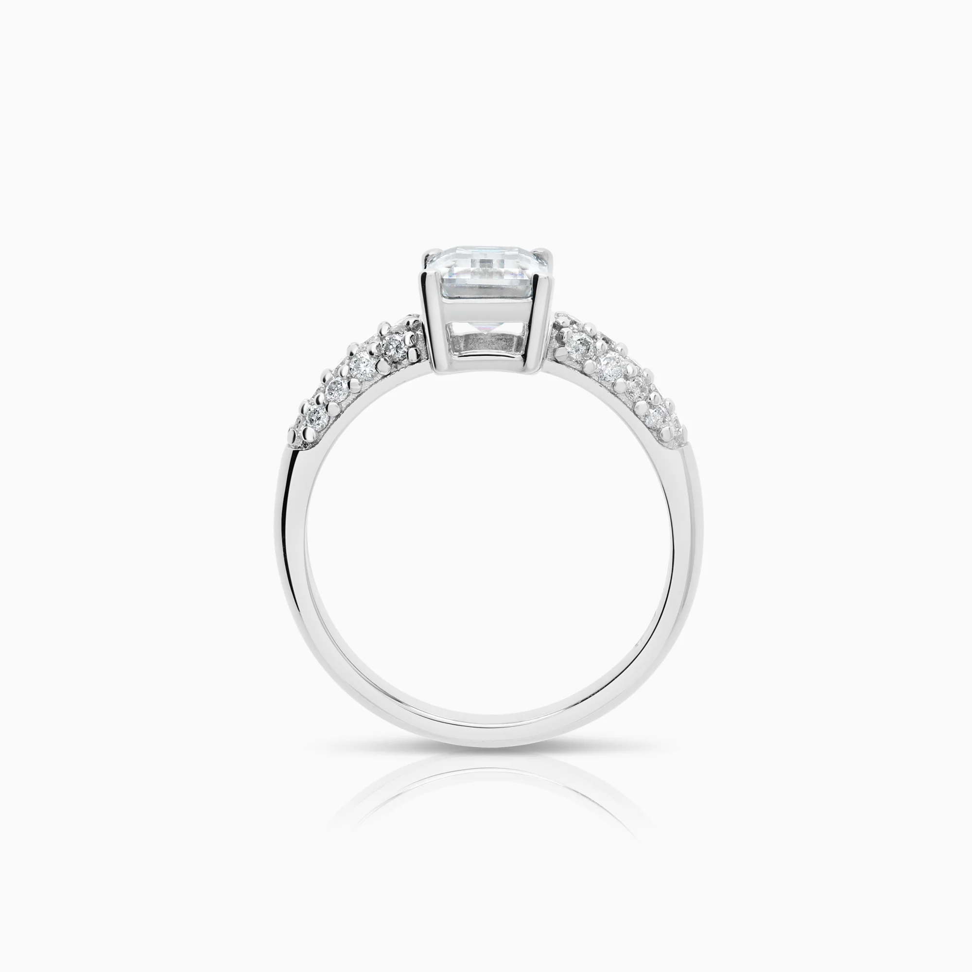 Side-stone ring Moissanite and diamonds 0.31ct 14K white gold - Image 2