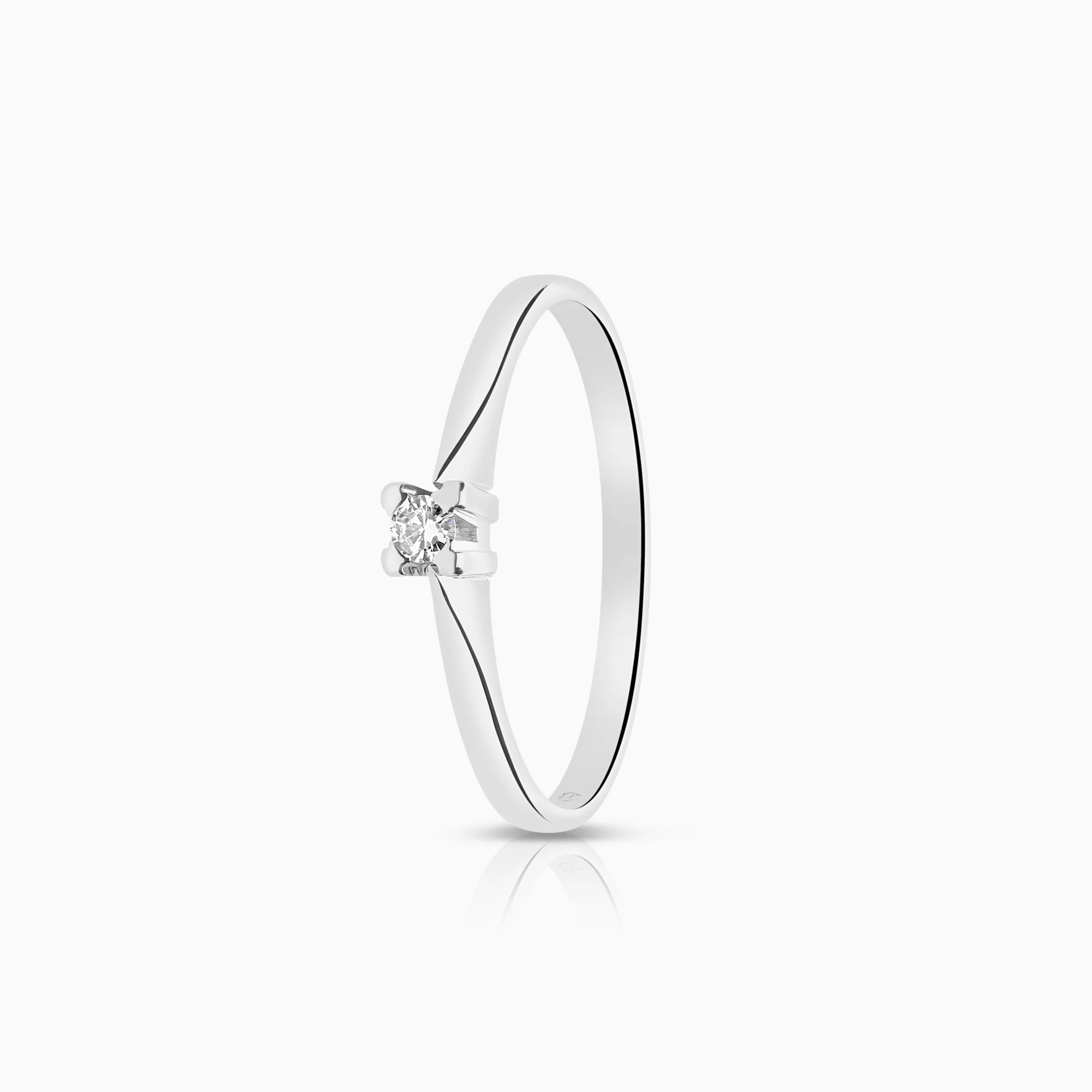 Solitaire diamond ring 0.04ct 18K white gold