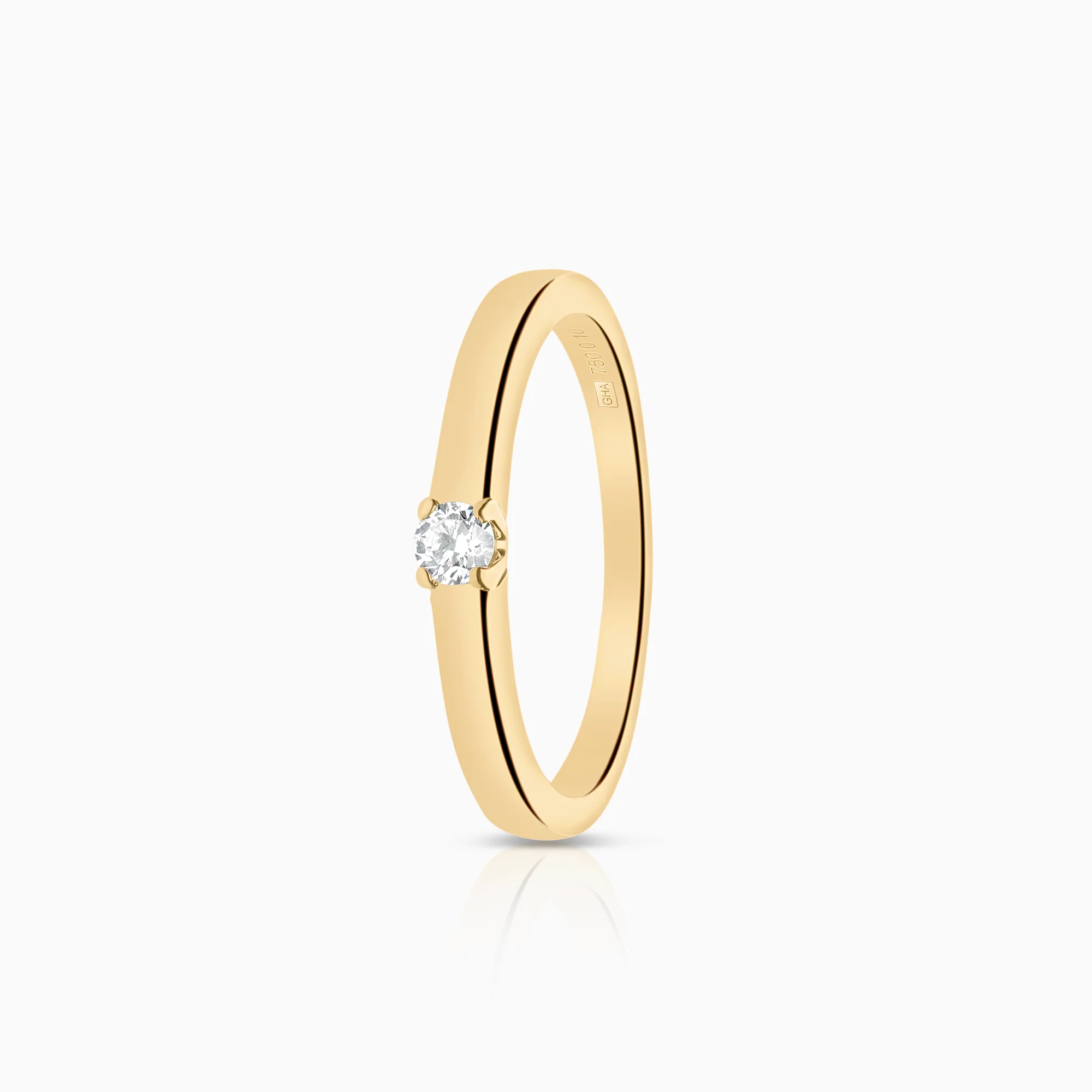 Solitaire diamond ring 0.10ct 18K gold