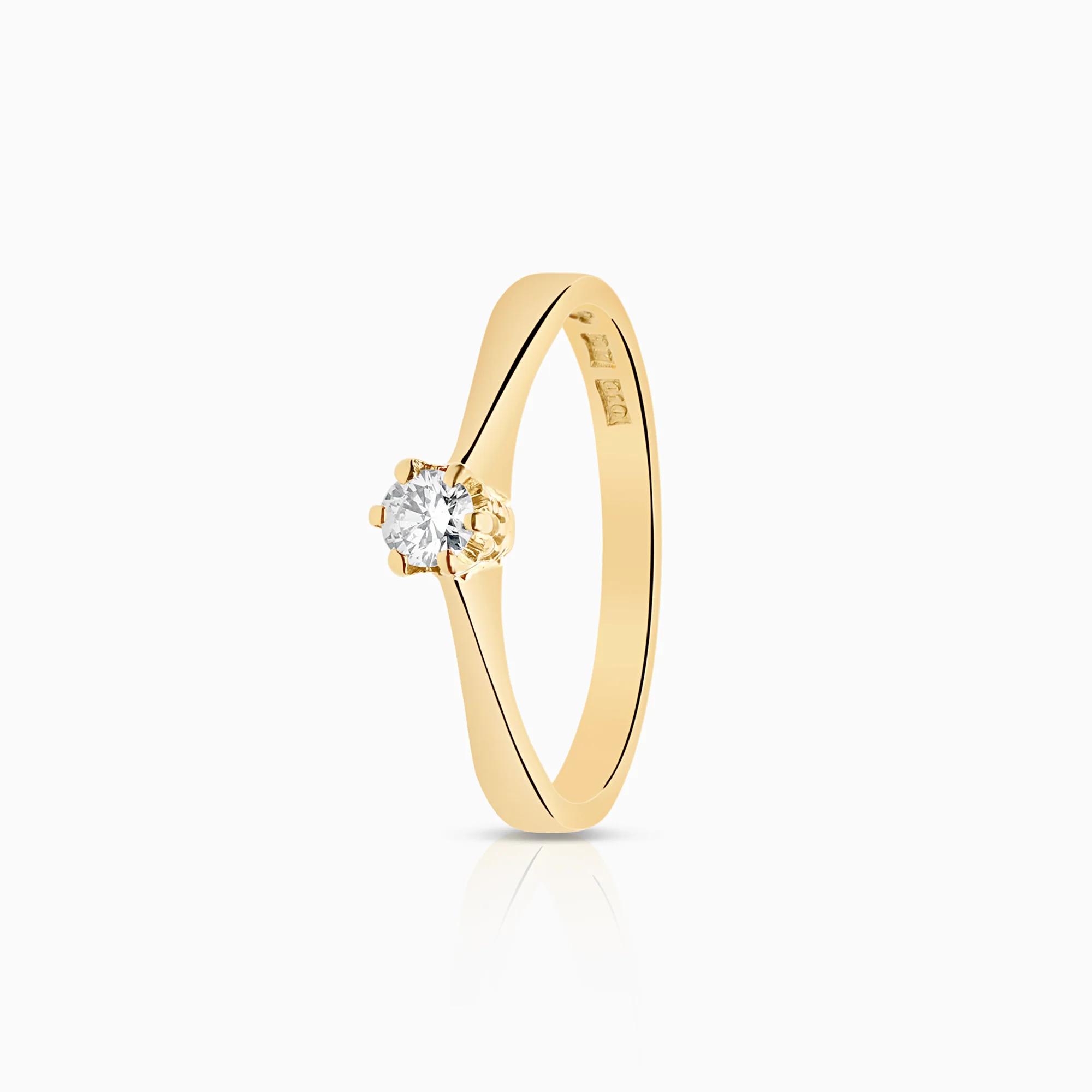 Solitaire diamond ring 0.10ct 18K gold
