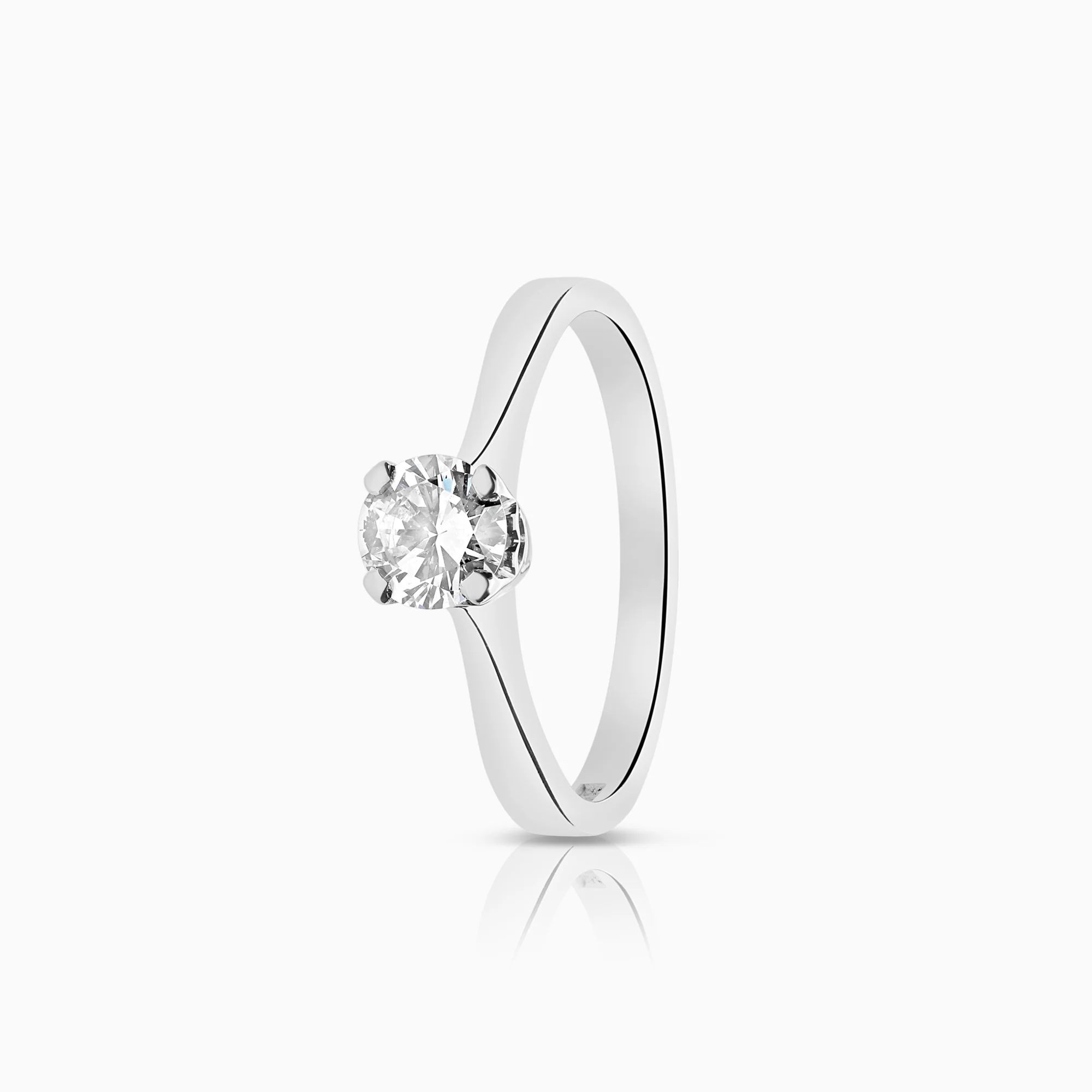 Solitaire diamond ring 0.52ct 18K white gold