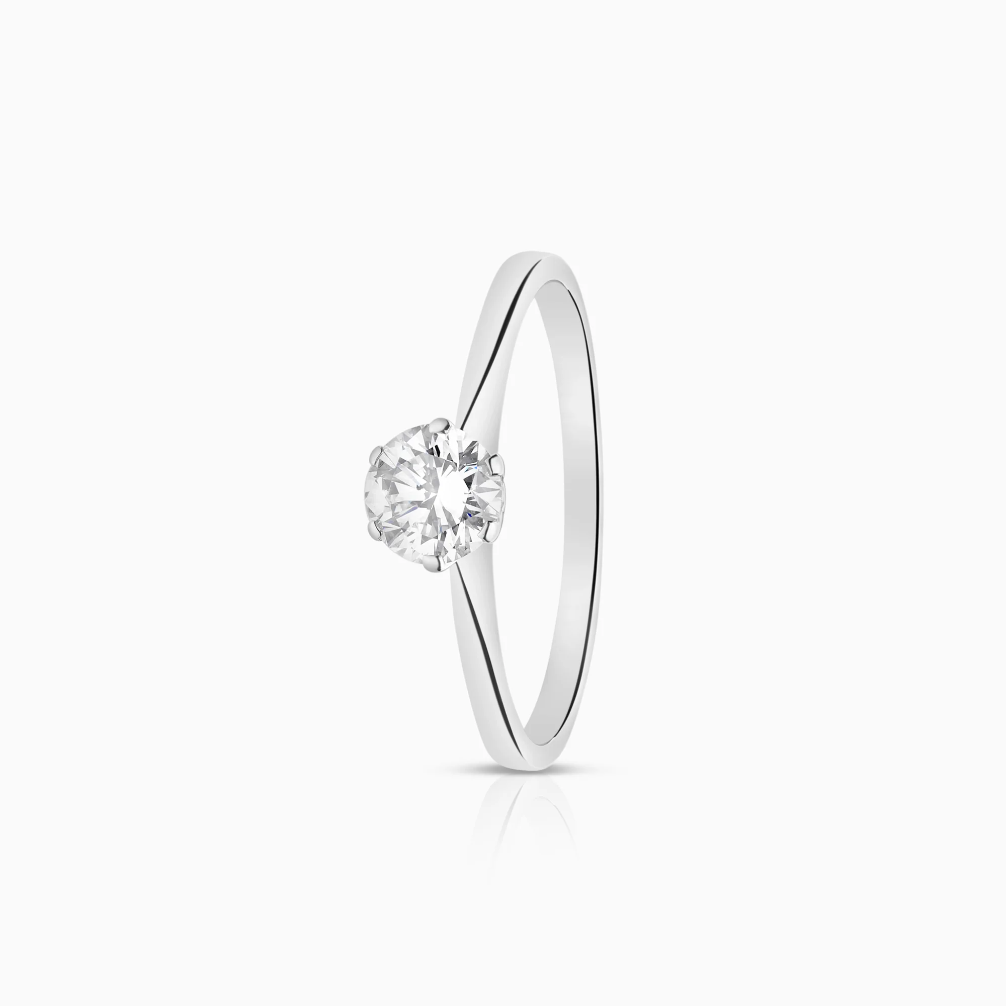 Solitaire diamond ring 0.58ct 18K white gold