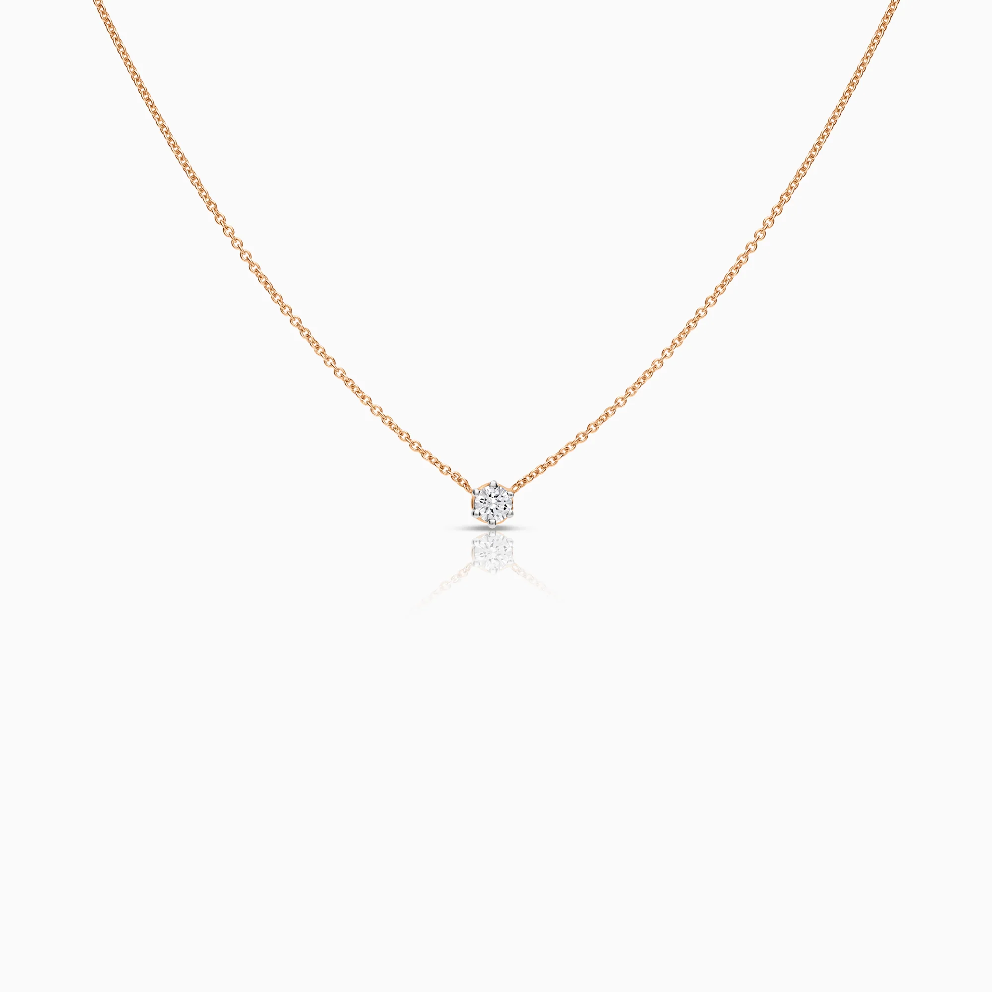 Solitaire necklace 0.19ct 18K rose gold