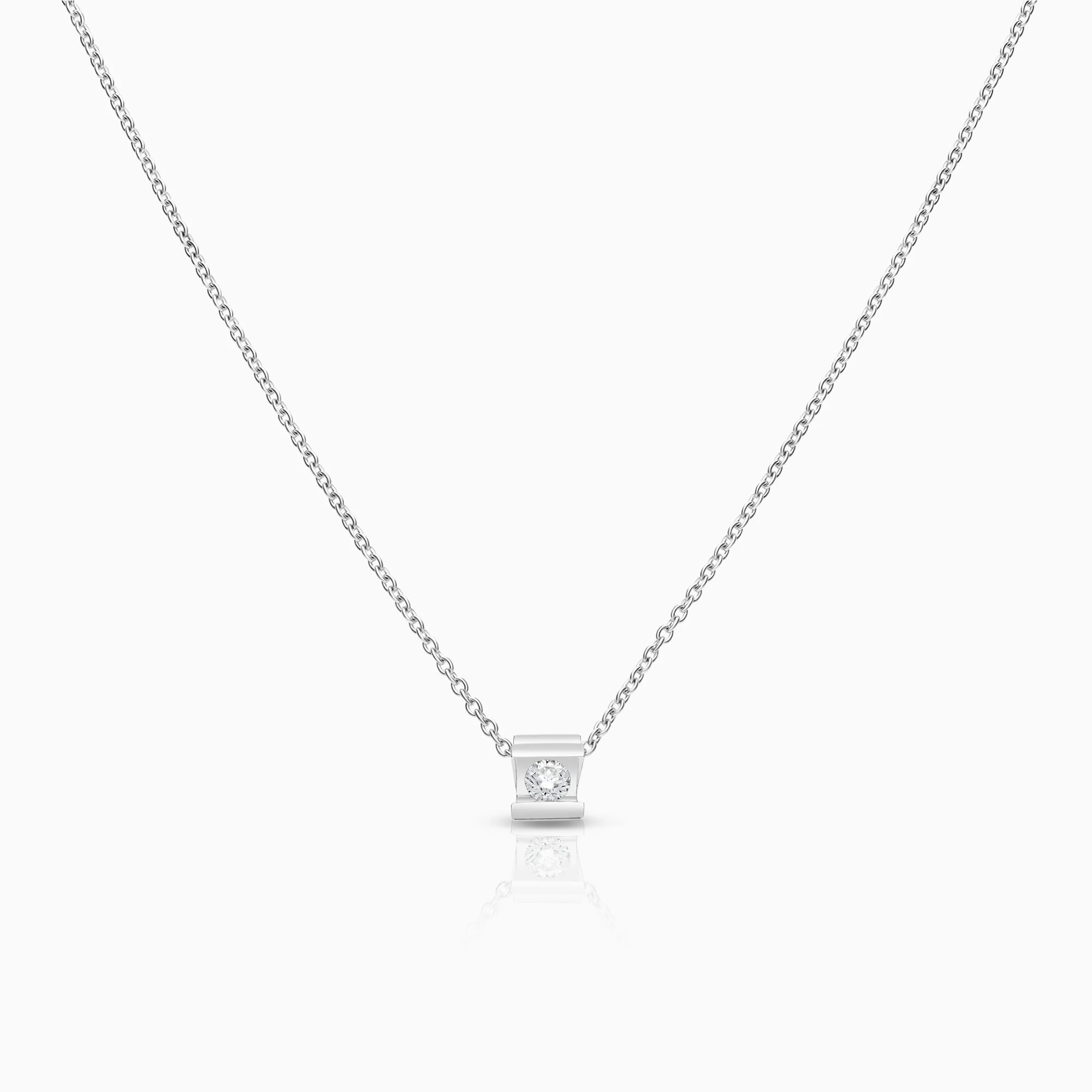 Solitaire necklace 0.20ct 18K white gold