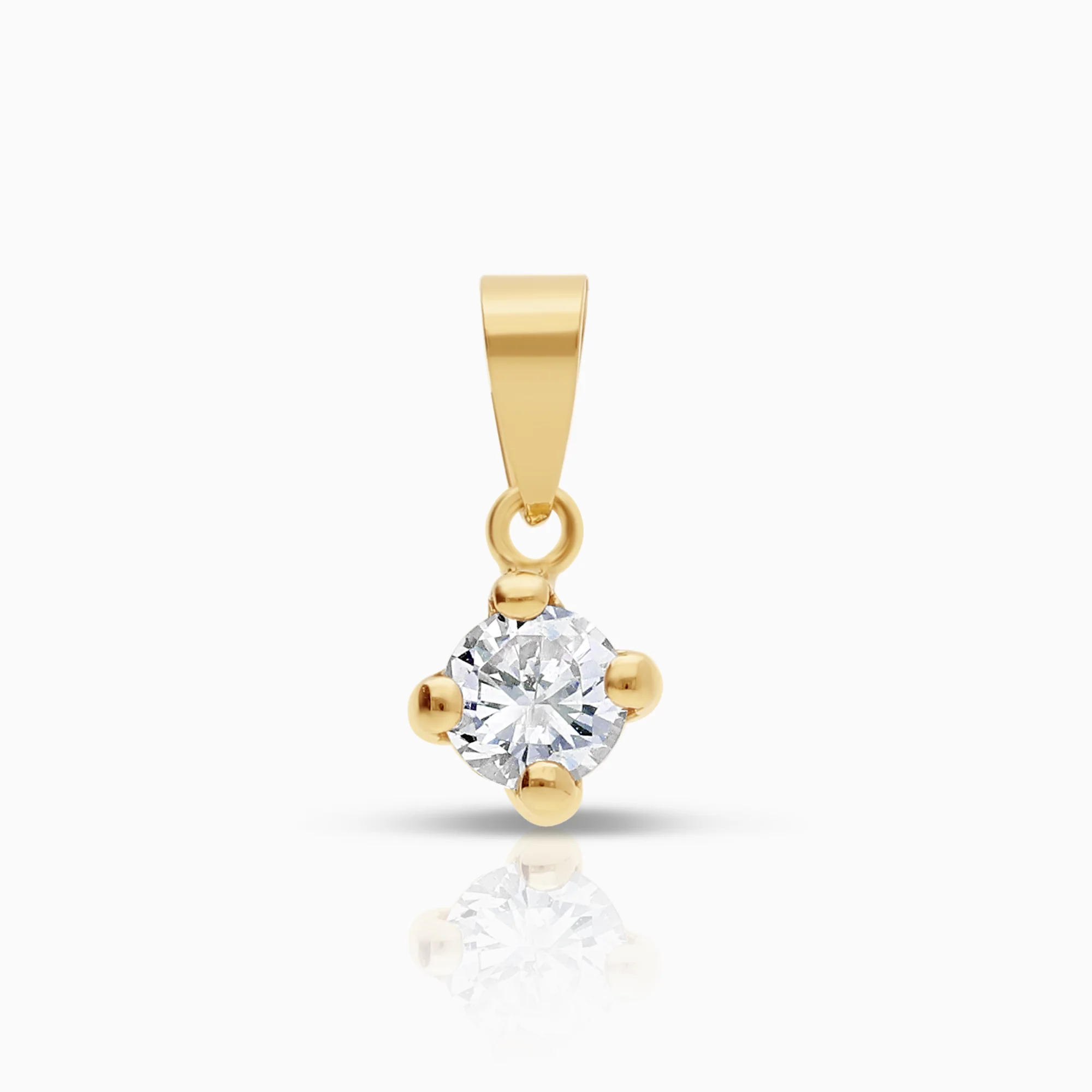 Solitaire pendant 0.29g 18K gold with cubic zirconia