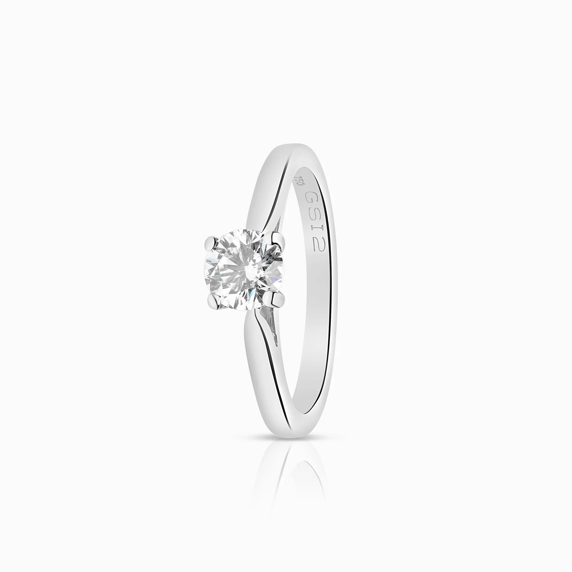 Solitaire ring 0.54ct 18K white gold