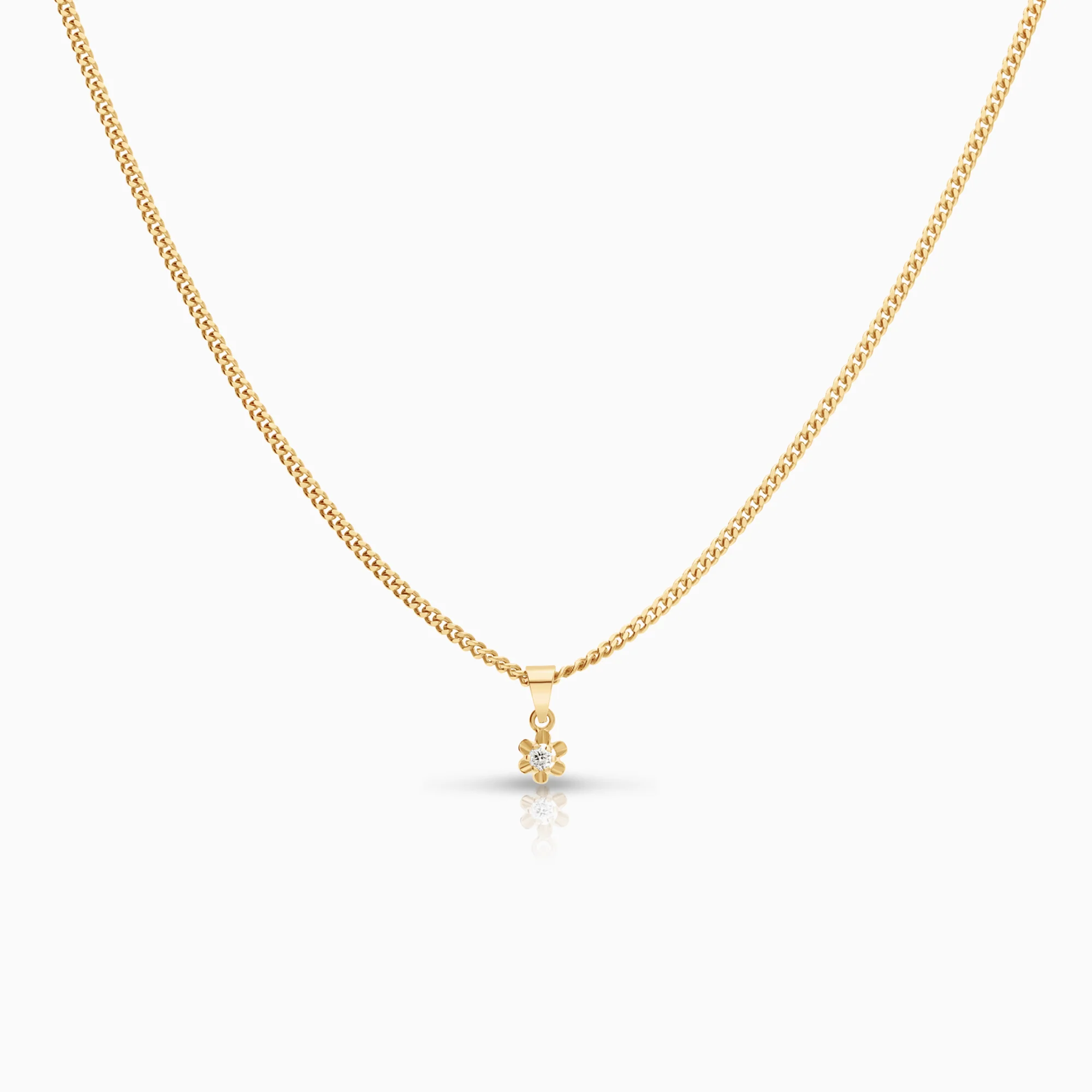 Solitaire necklace 0.03ct 18K gold