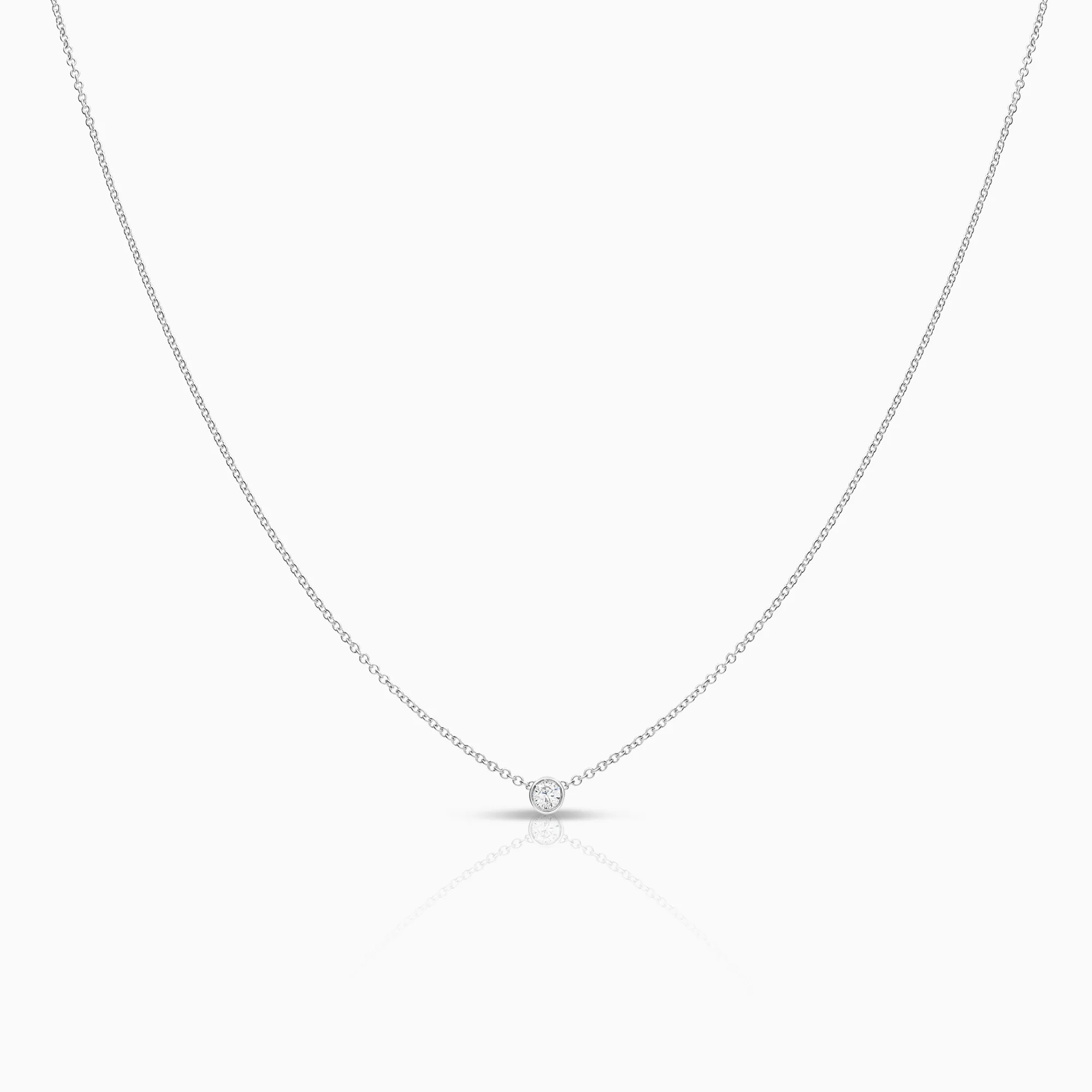 Solitaire necklace 0.05ct 18K white gold
