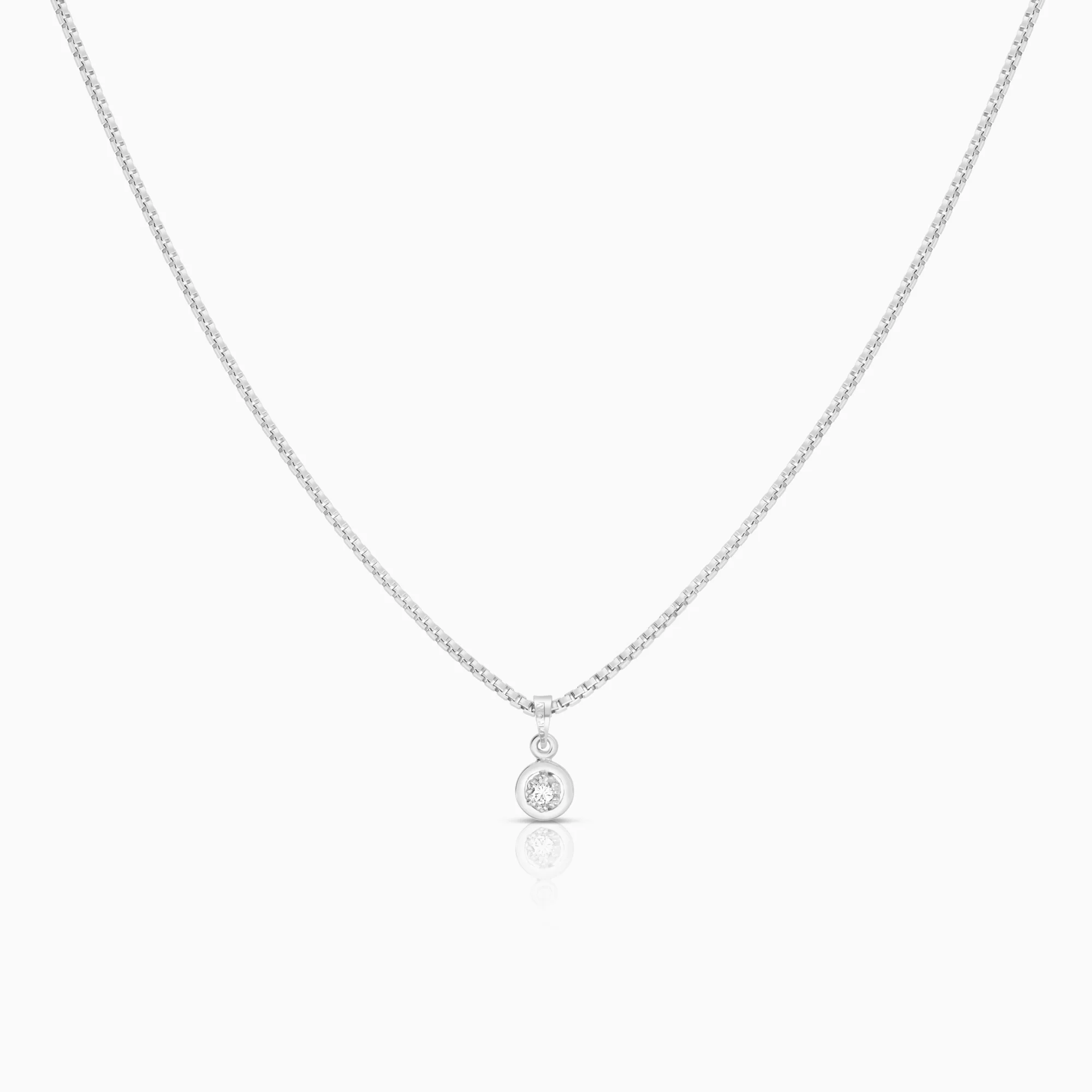 Solitaire necklace 0.06ct 18K white gold