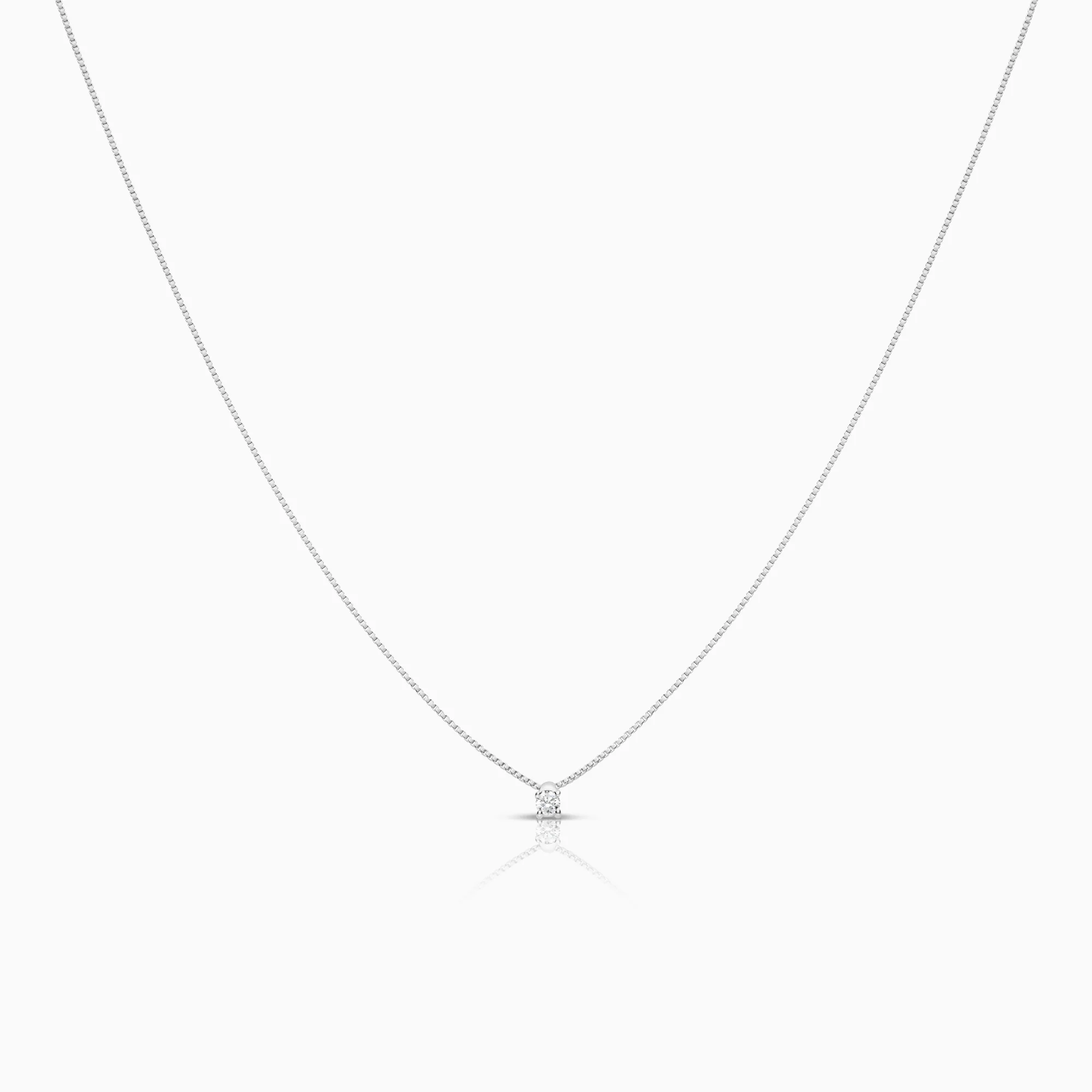 Necklace with solitaire pendant 0.06ct 18K white gold