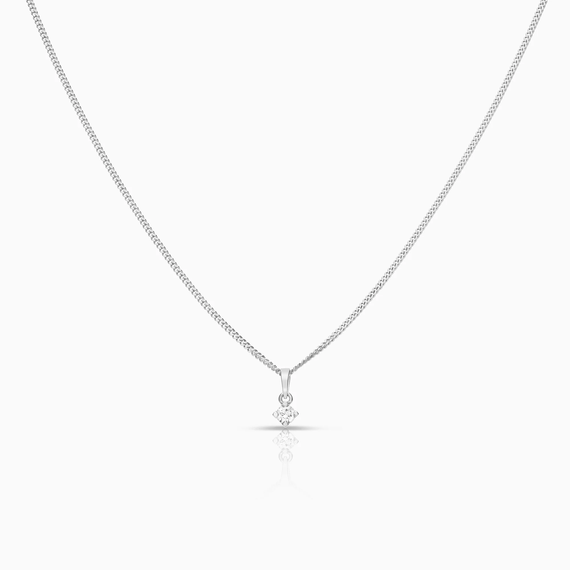 Solitaire necklace 0.10ct 18K white gold