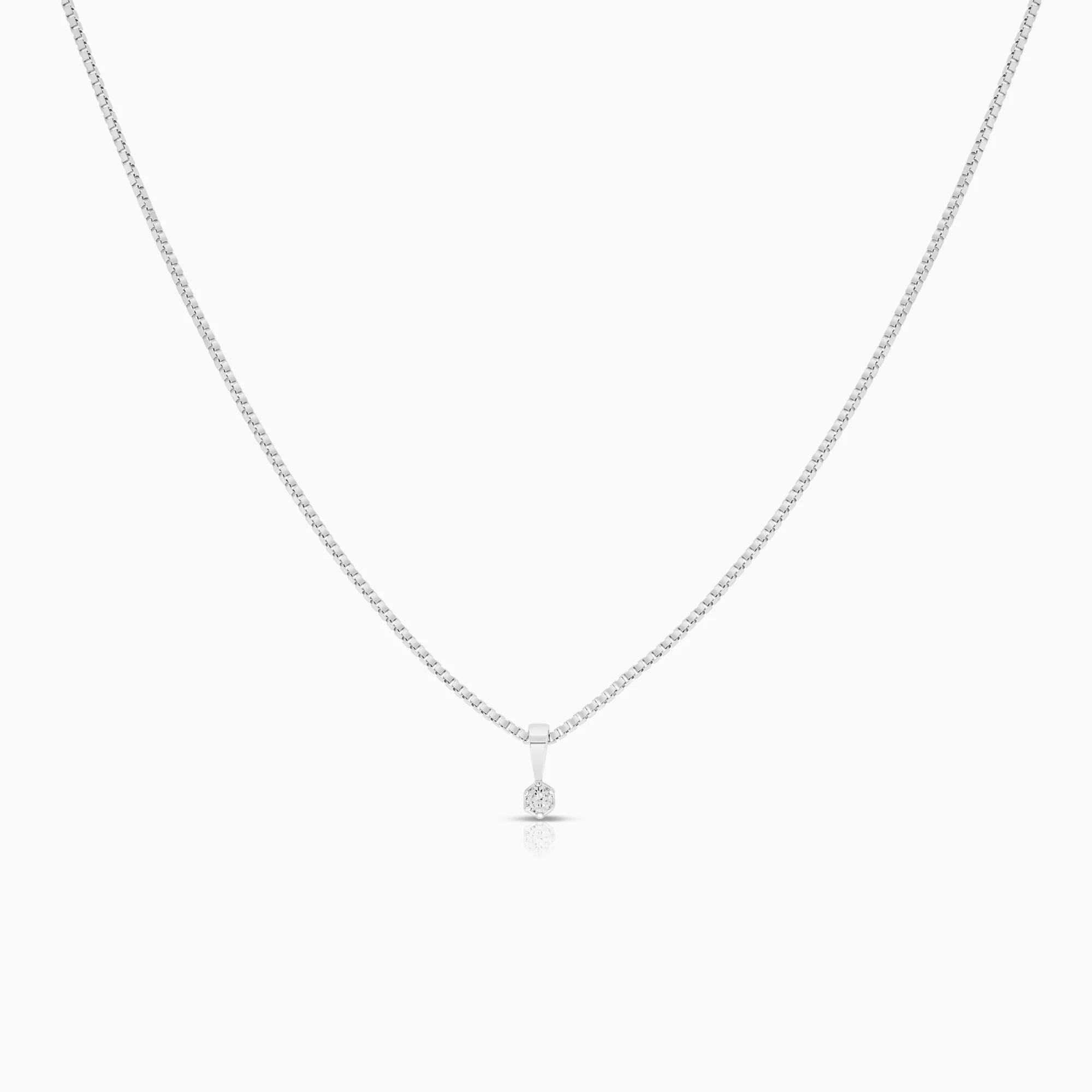 Solitaire necklace 0.10ct 18K white gold