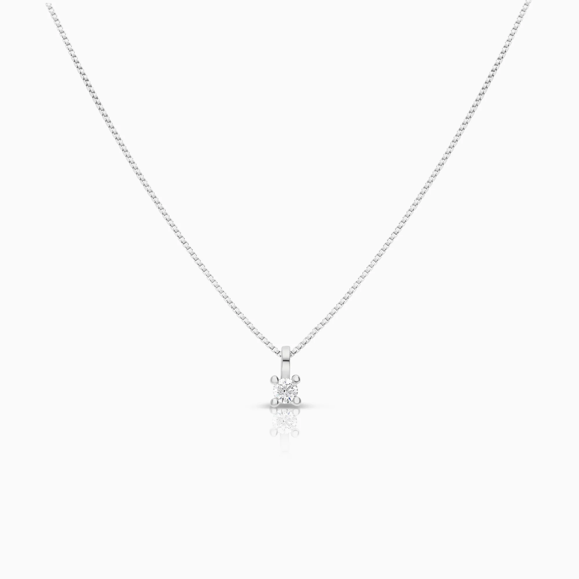 Necklace with solitaire pendant 0.28ct 18K white gold