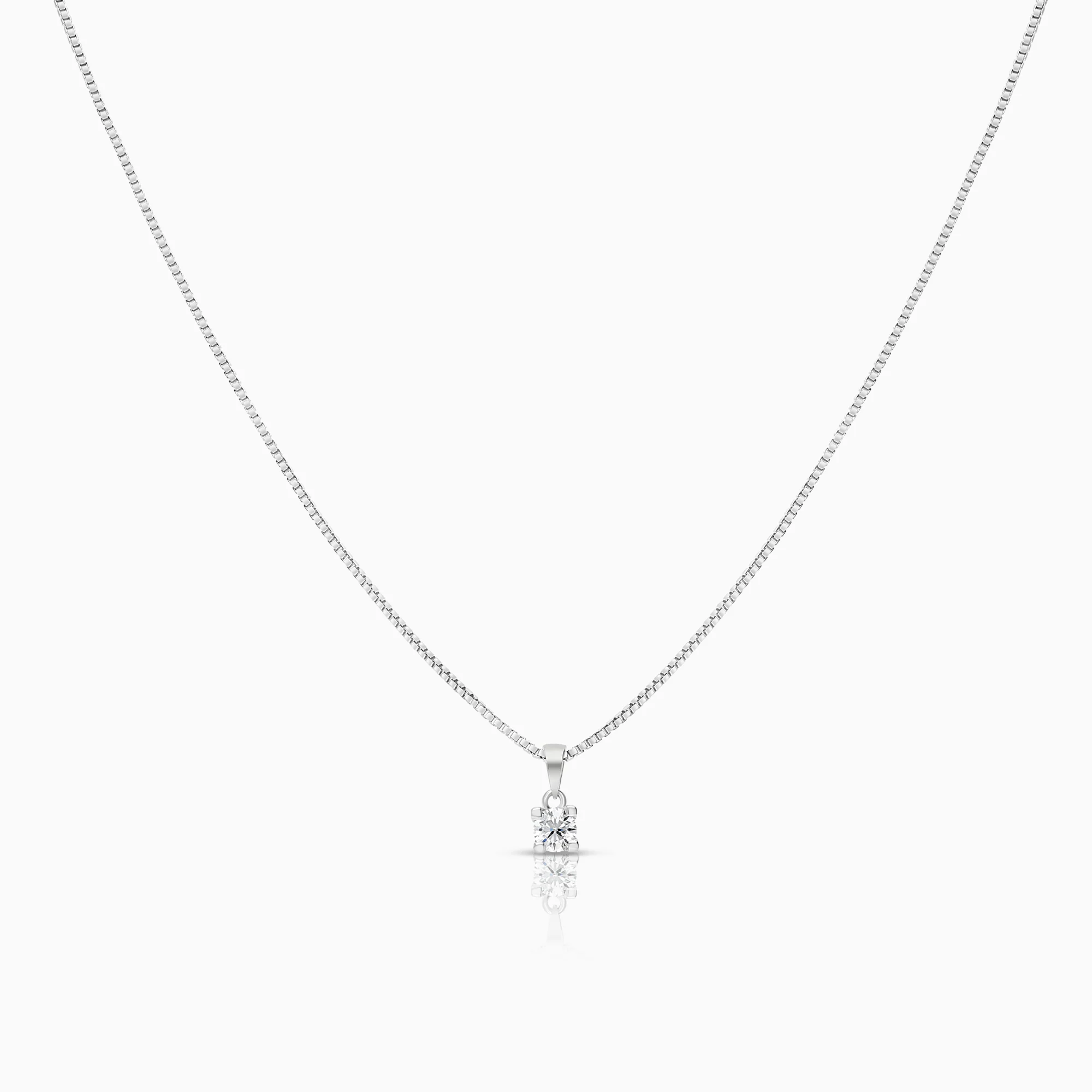Necklace with solitaire pendant 0.35ct 18K white gold