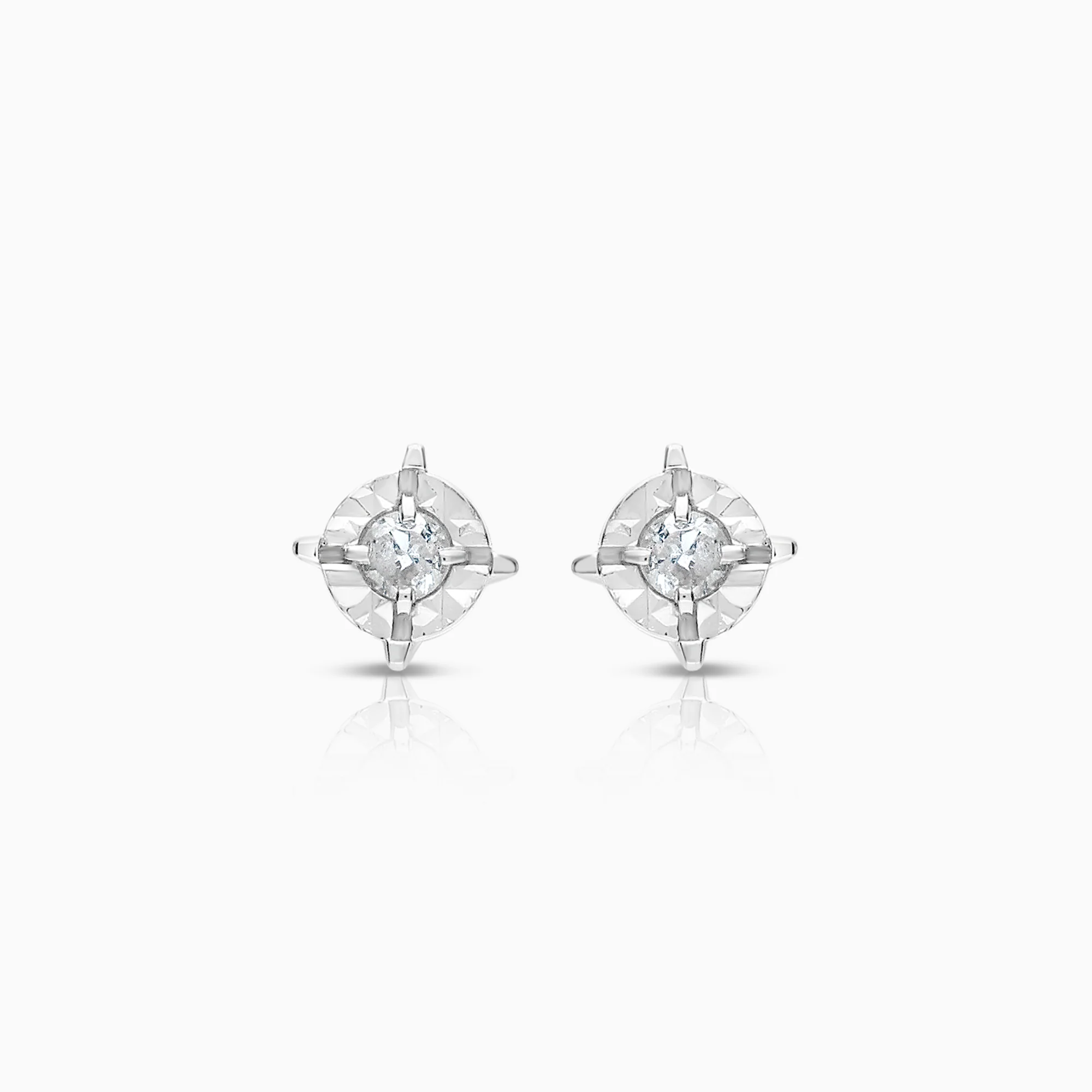 Solitaire earrings 0.03ct 18K white gold