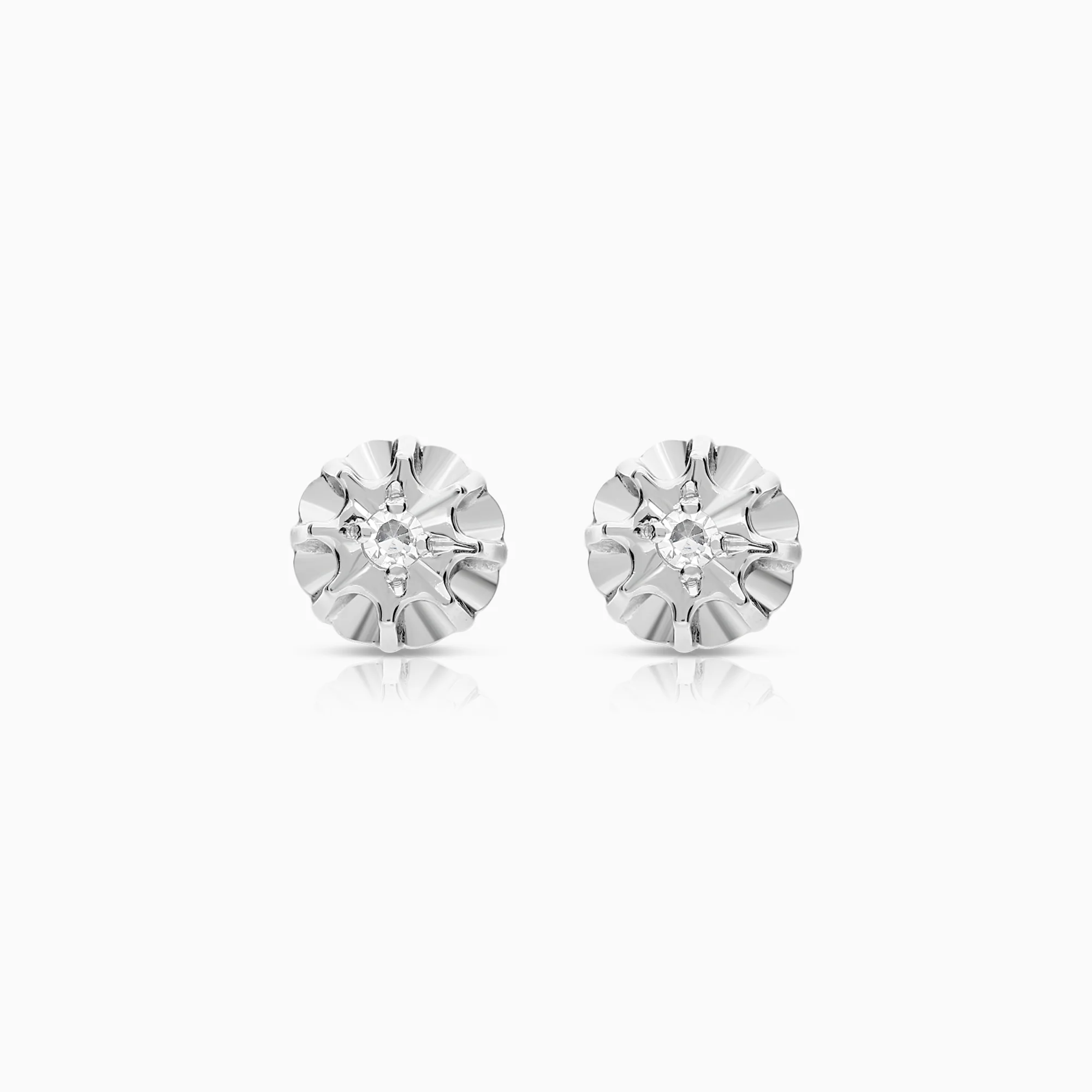 Solitaire earrings 0.03ct 18K white gold