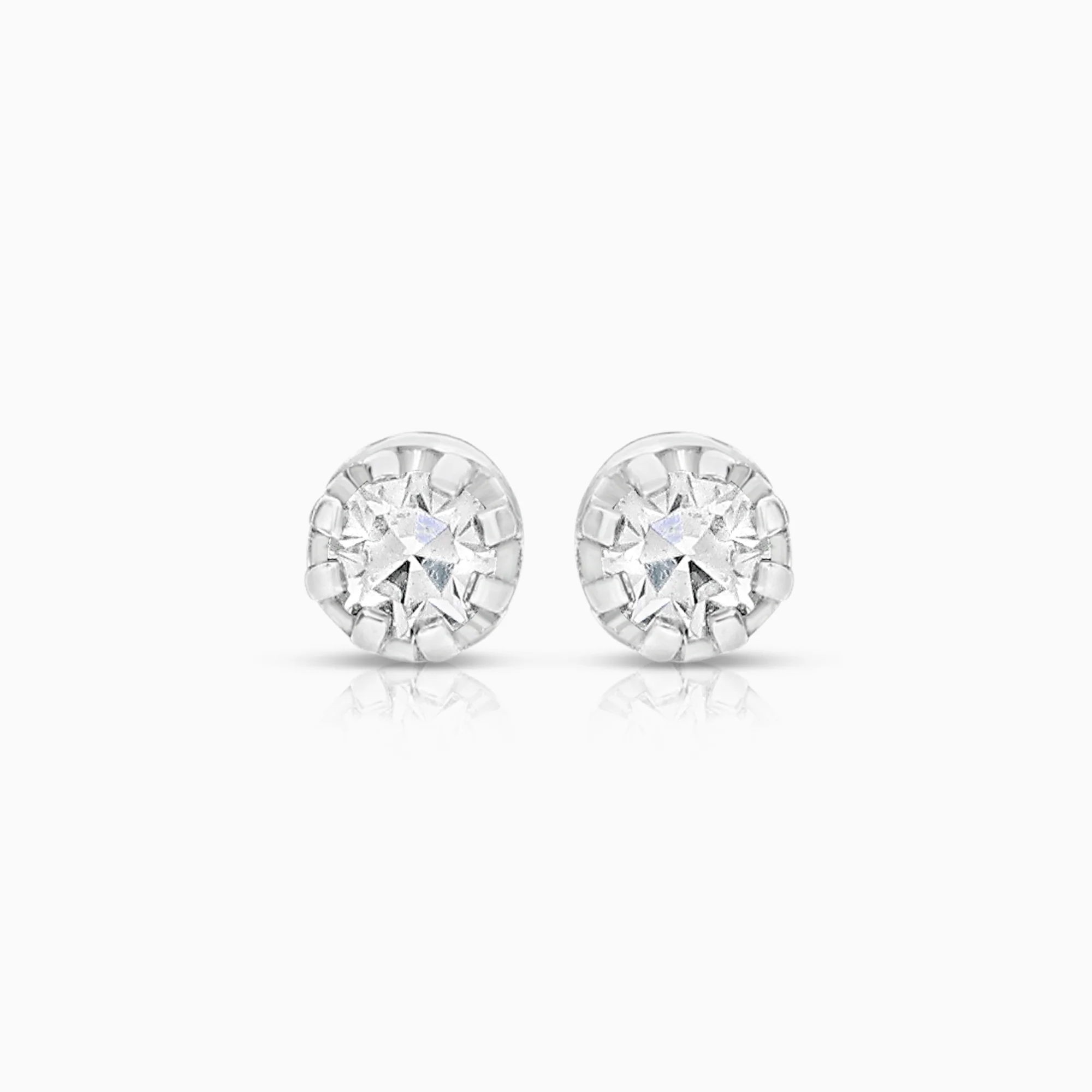 Solitaire earrings 0.06ct 18K white gold