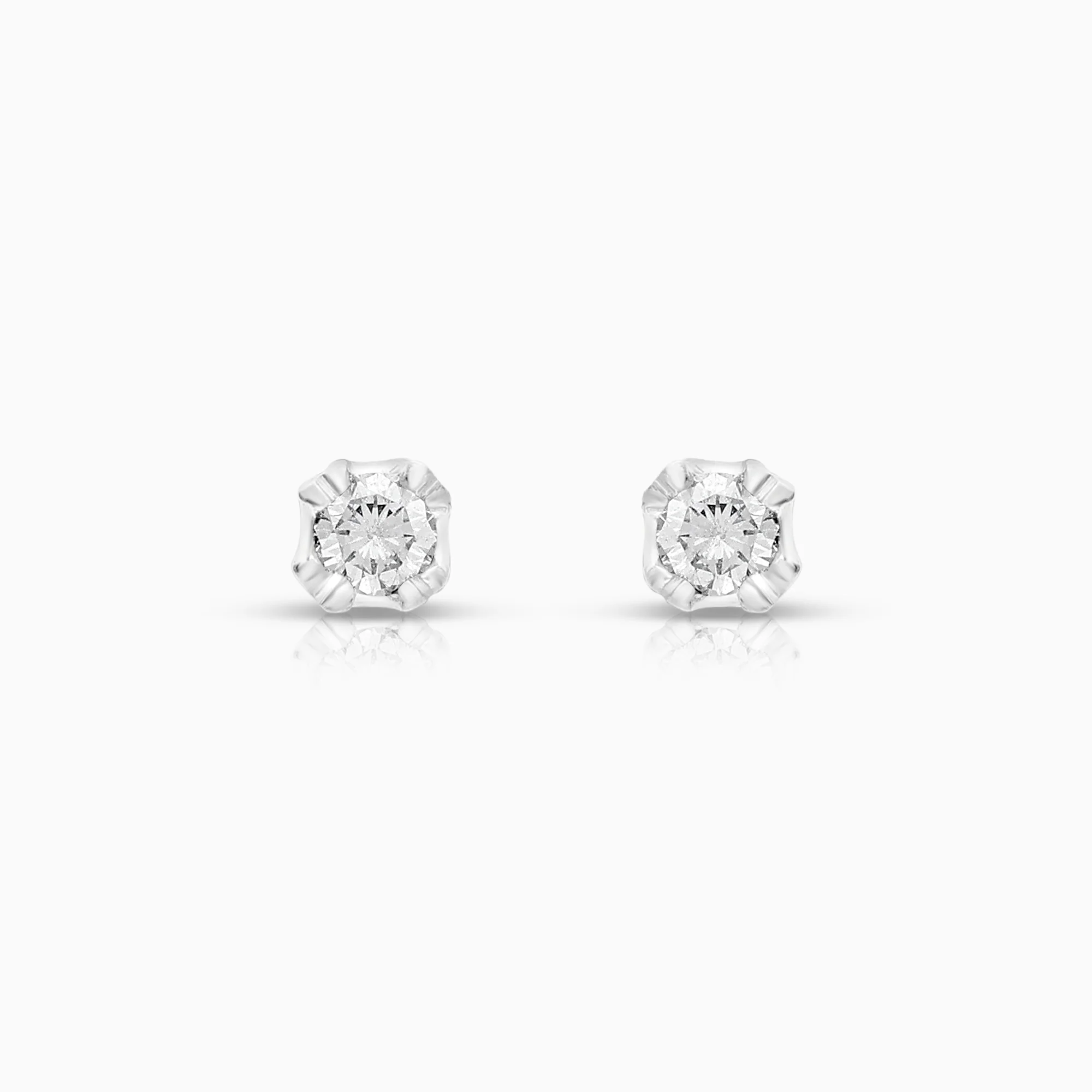 Solitaire earrings 0.06ct 18K white gold