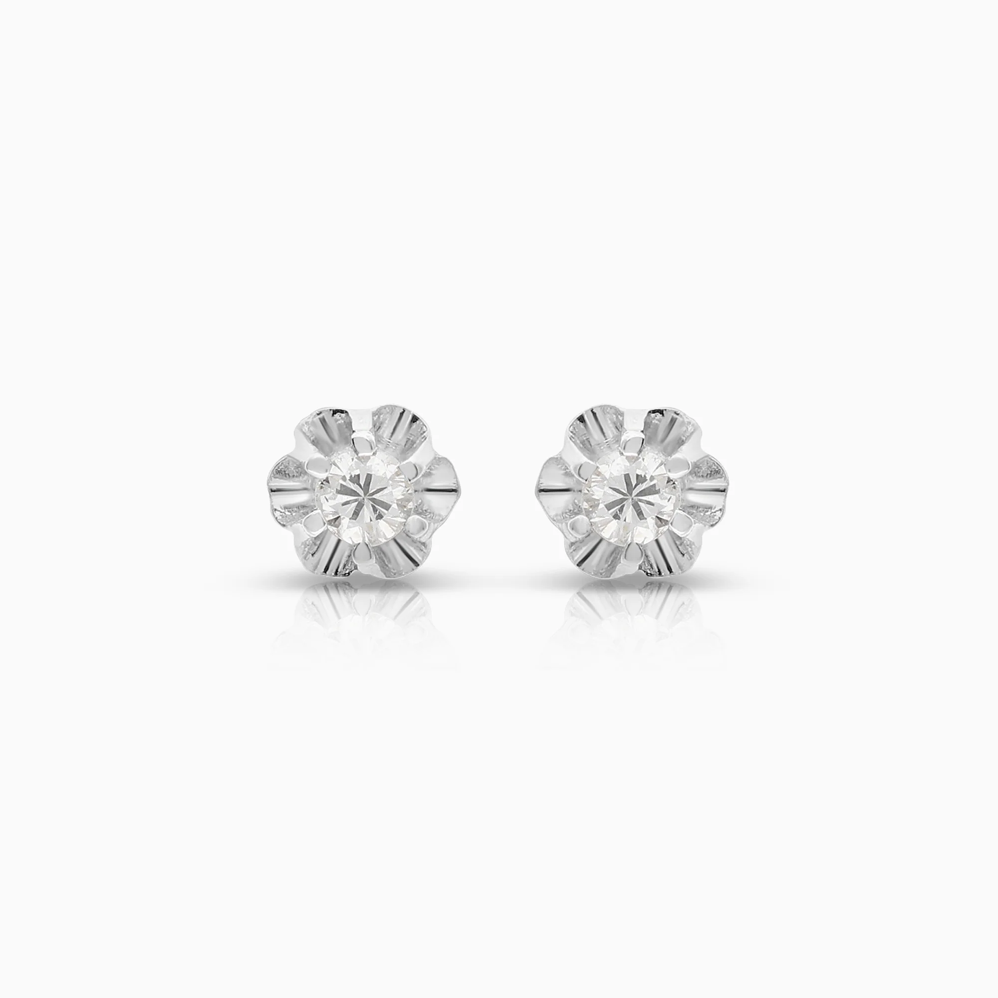 Solitaire earrings 0.06ct 18K white gold
