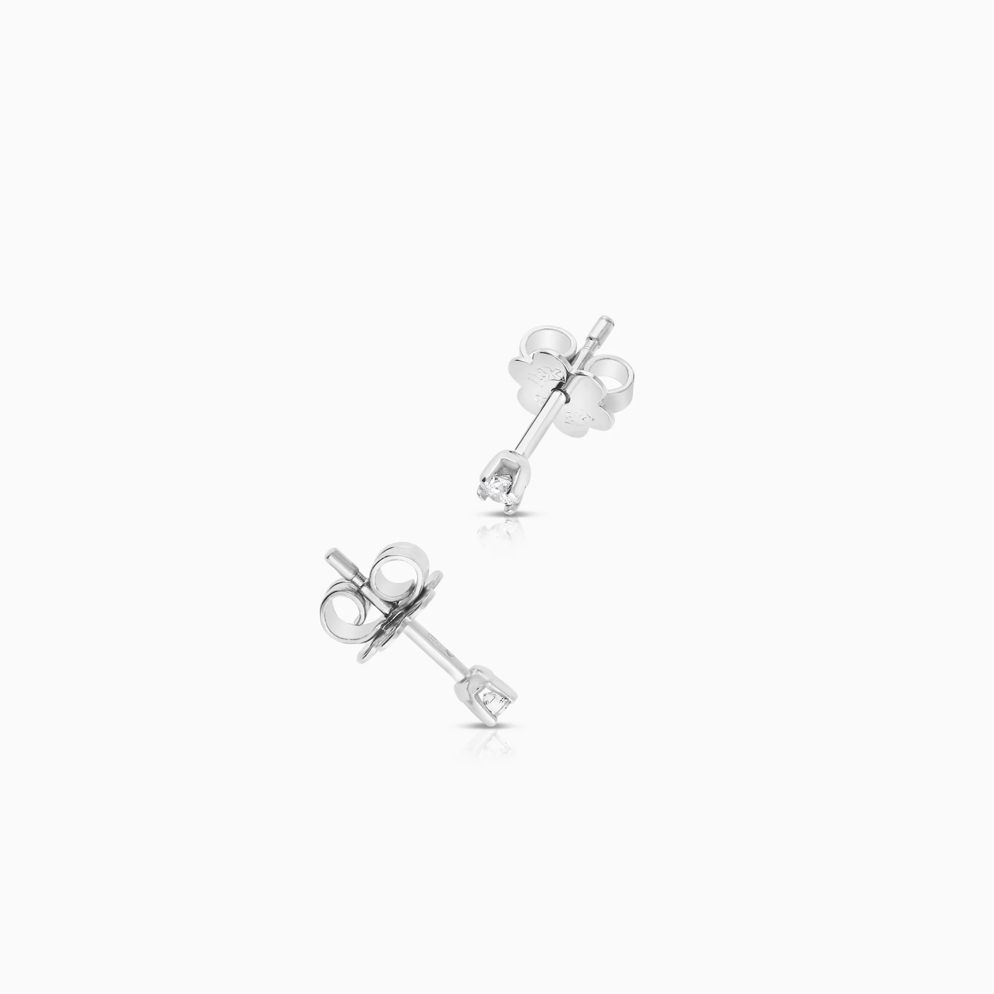Solitaire earrings 0.08ct 18K white gold - Image 2
