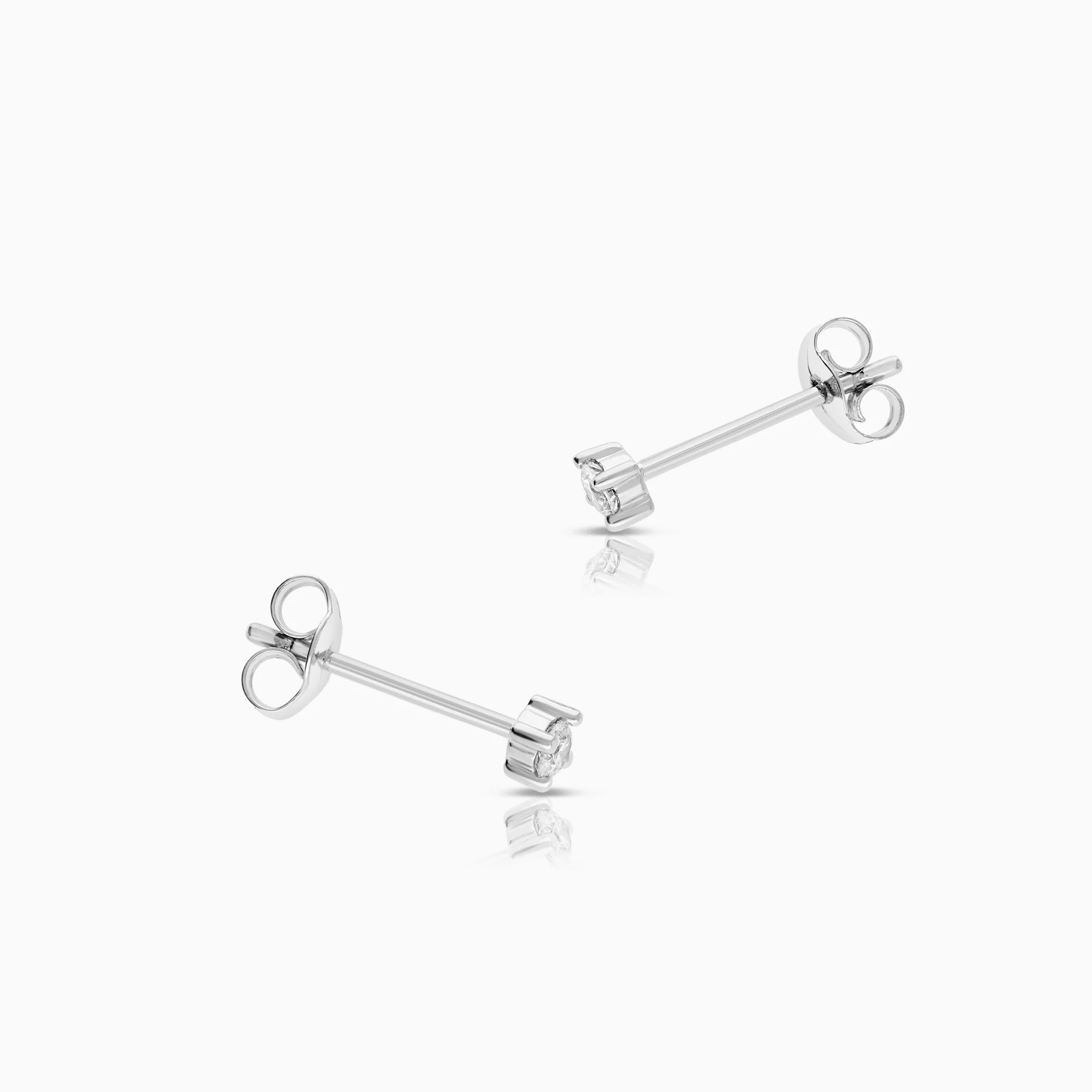 Solitaire earring 0.08ct 18K white gold - Image 2