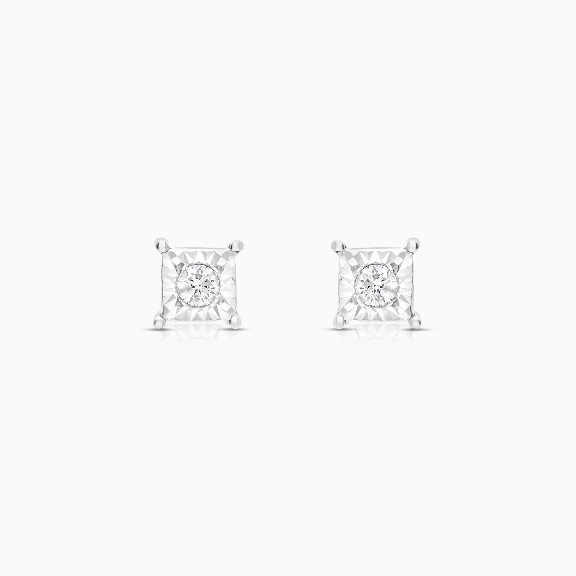 Solitaire earrings 0.08ct 18K white gold
