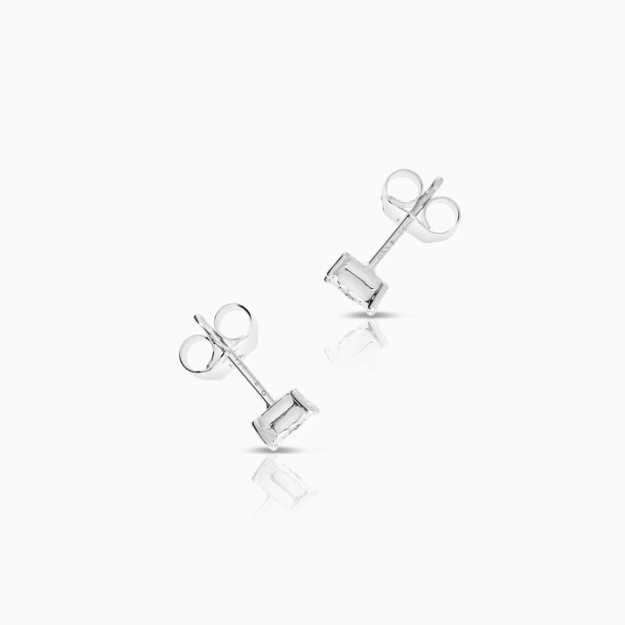 Solitaire earrings 0.08ct 18K white gold - Image 2