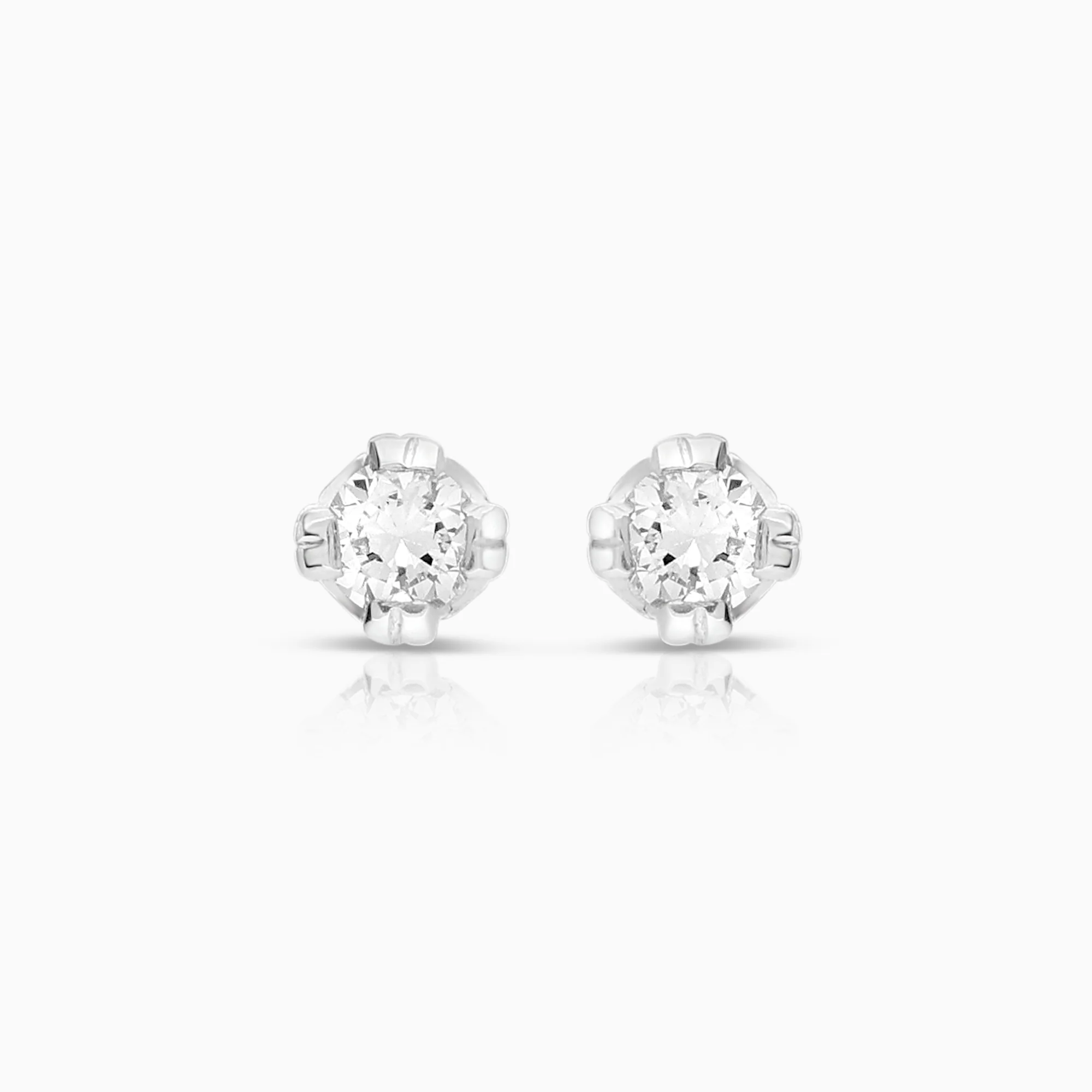 Solitaire earrings 0.10ct 18K white gold