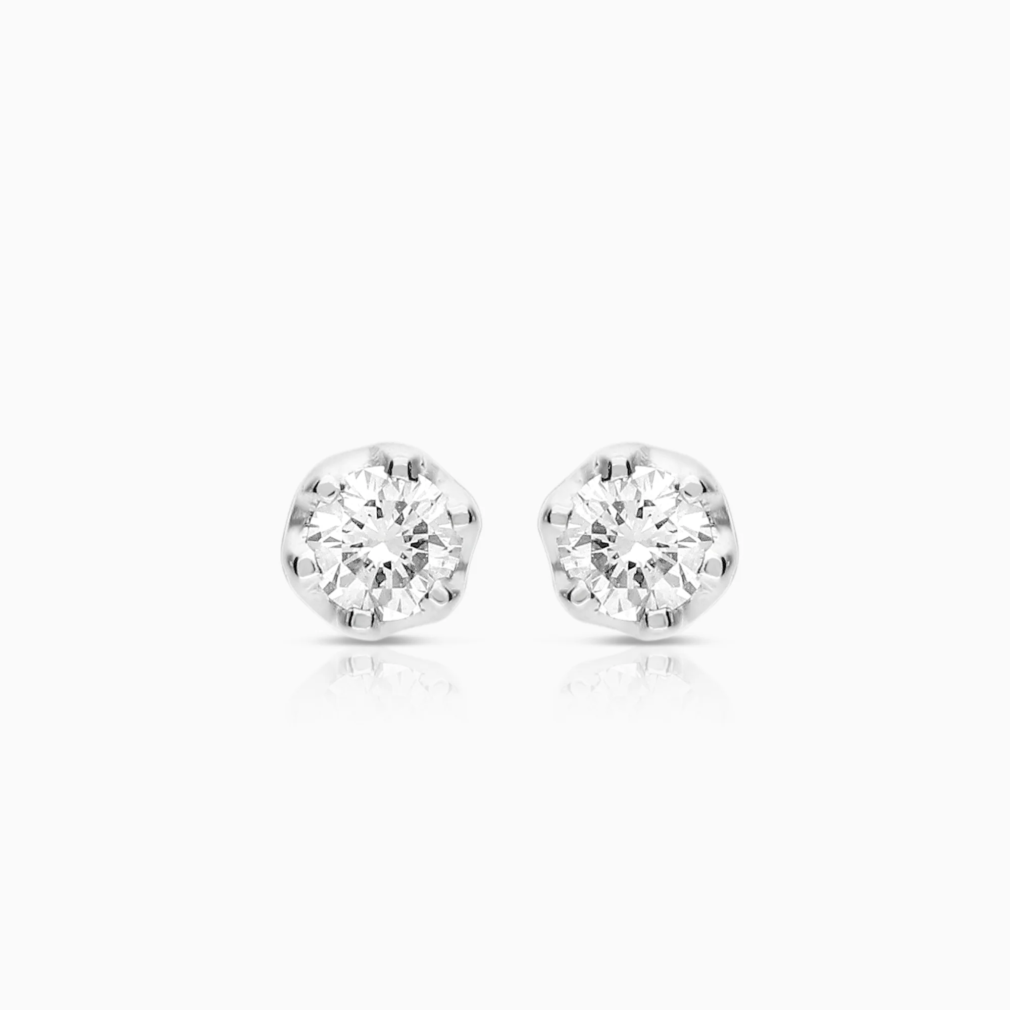 Solitaire earrings 0.10ct 18K white gold