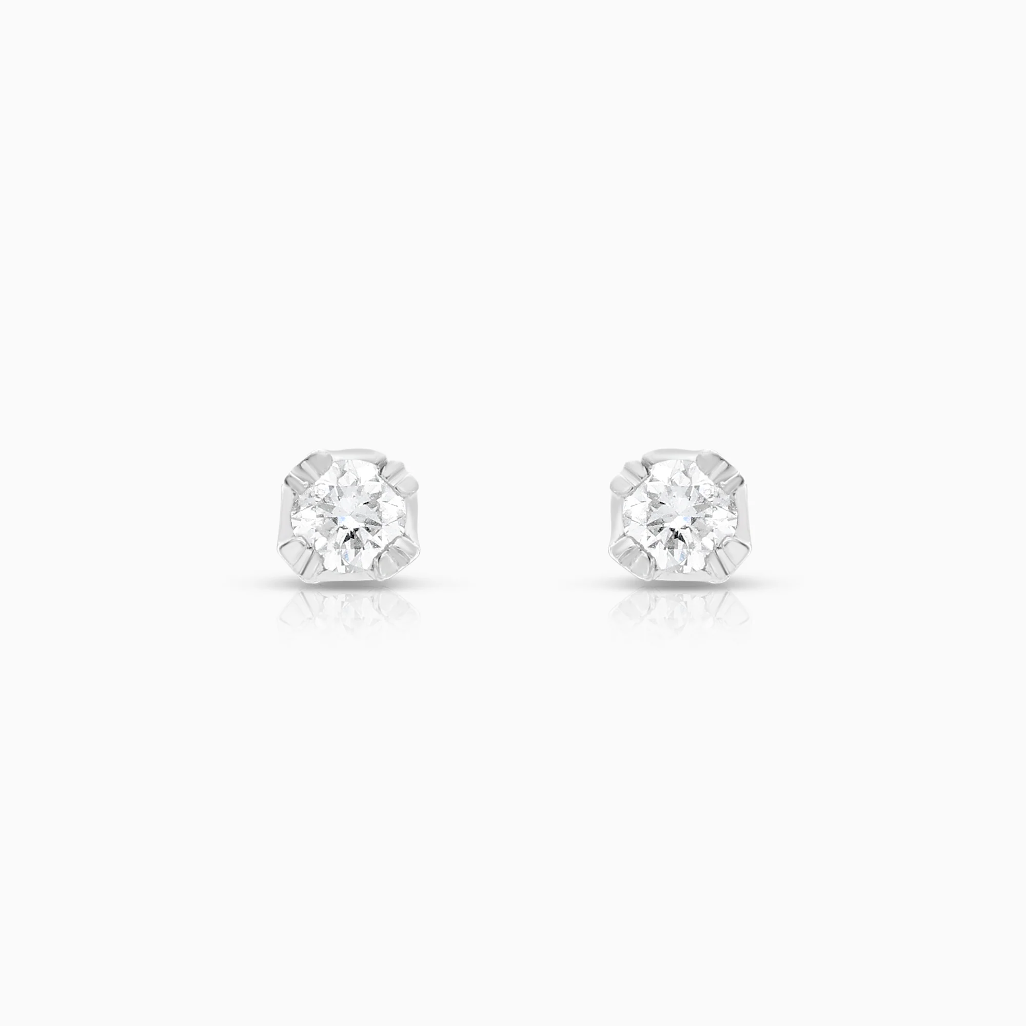 Solitaire earrings 0.10ct 18K white gold