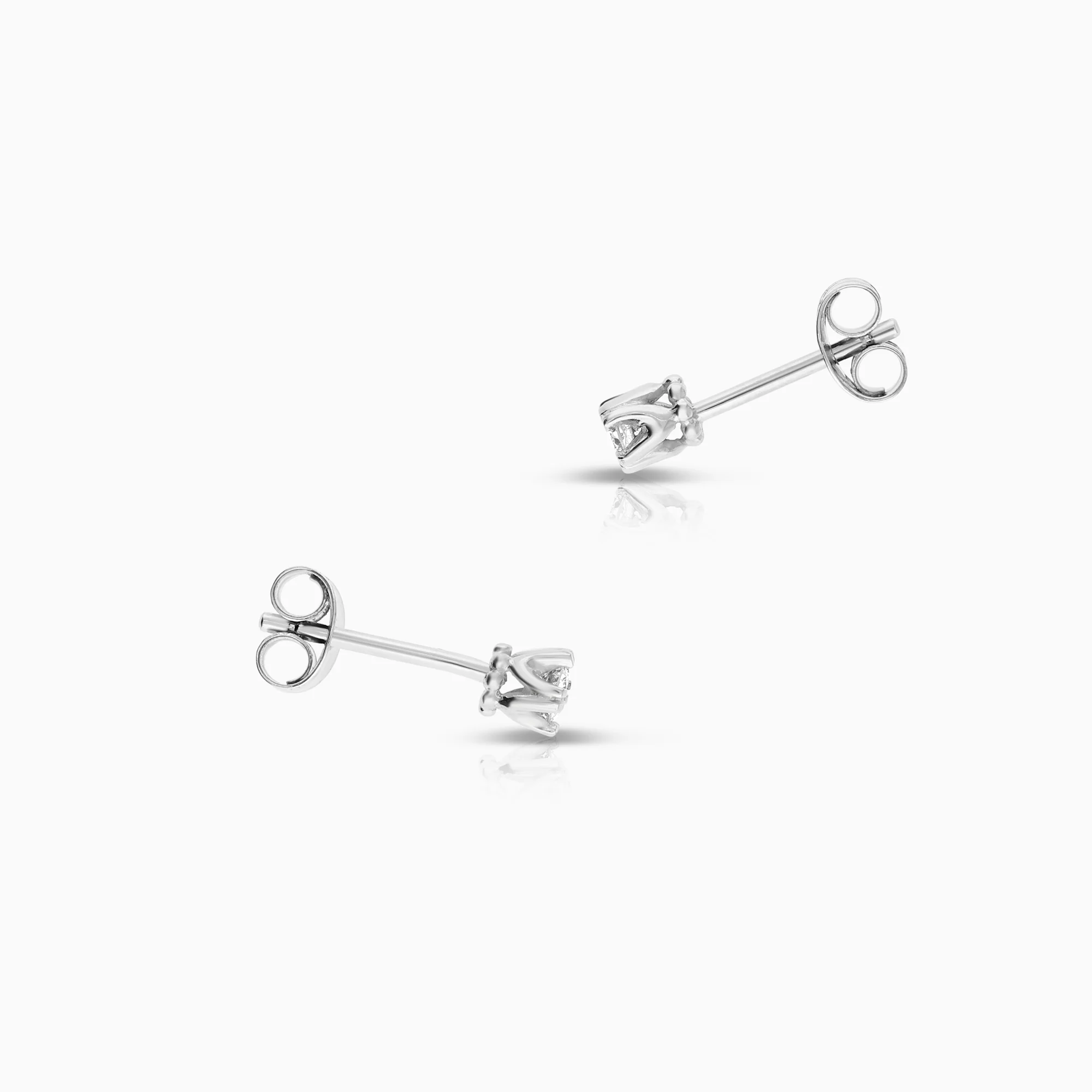 Solitaire earrings 0.10ct 18K white gold - Image 2