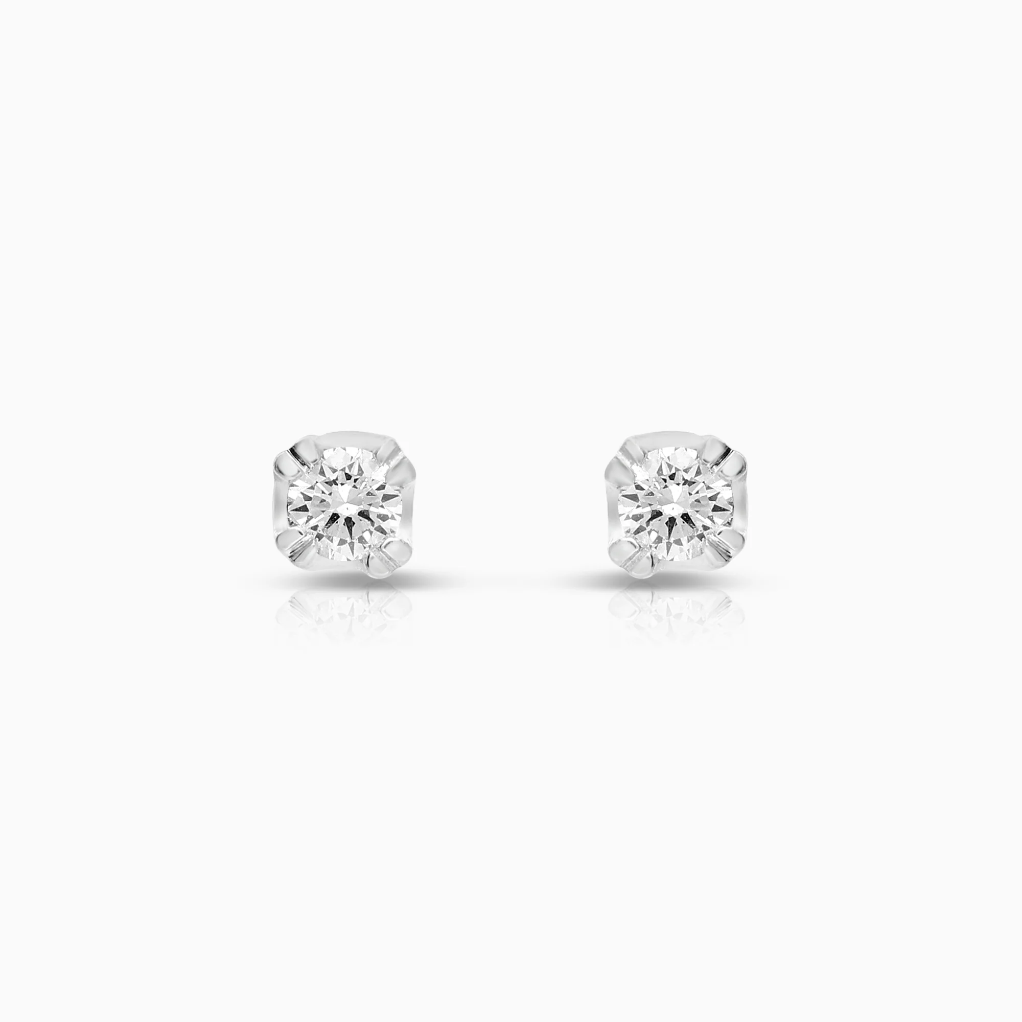 Solitaire earrings 0.10ct 18K white gold