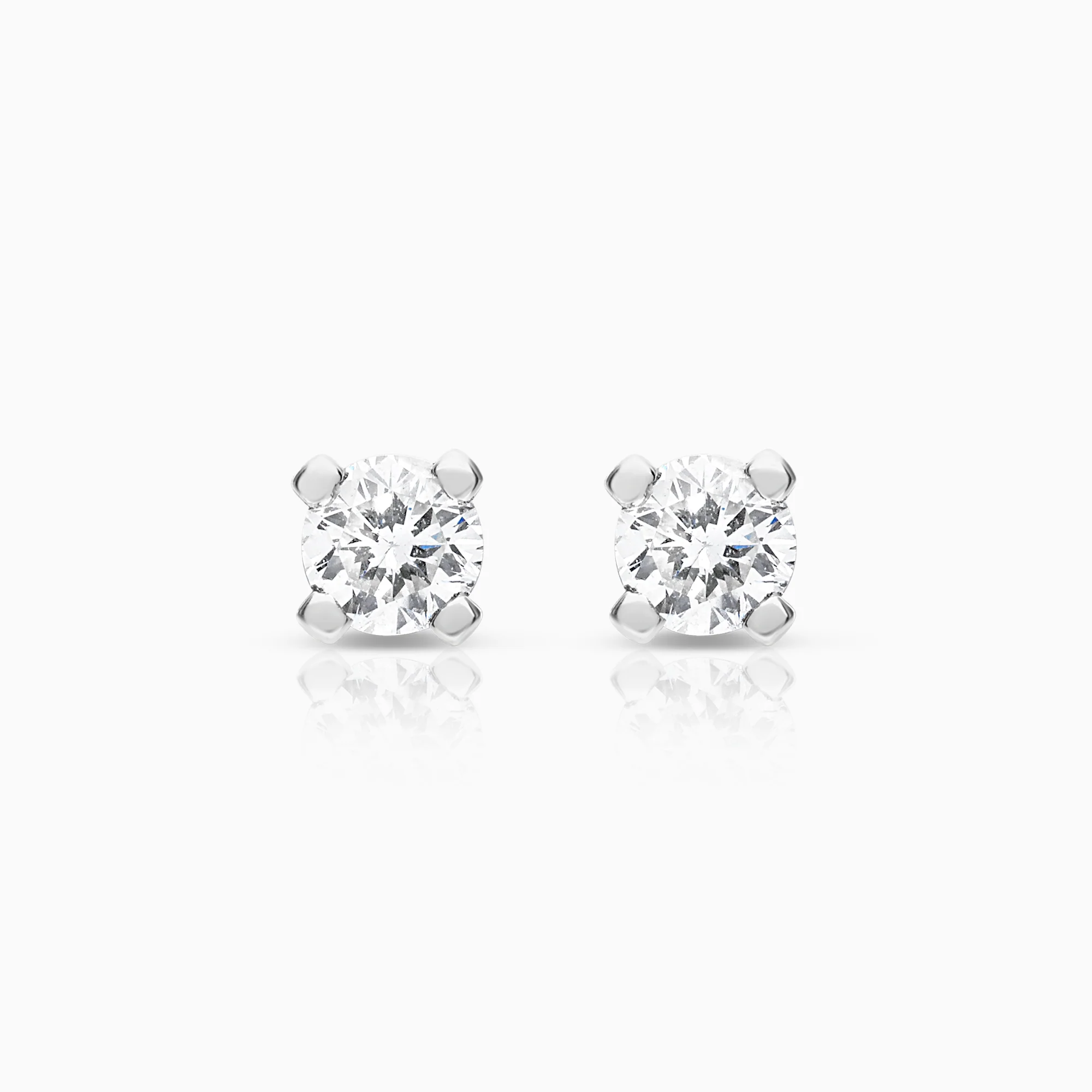 Solitaire earrings 0.12ct 18K white gold